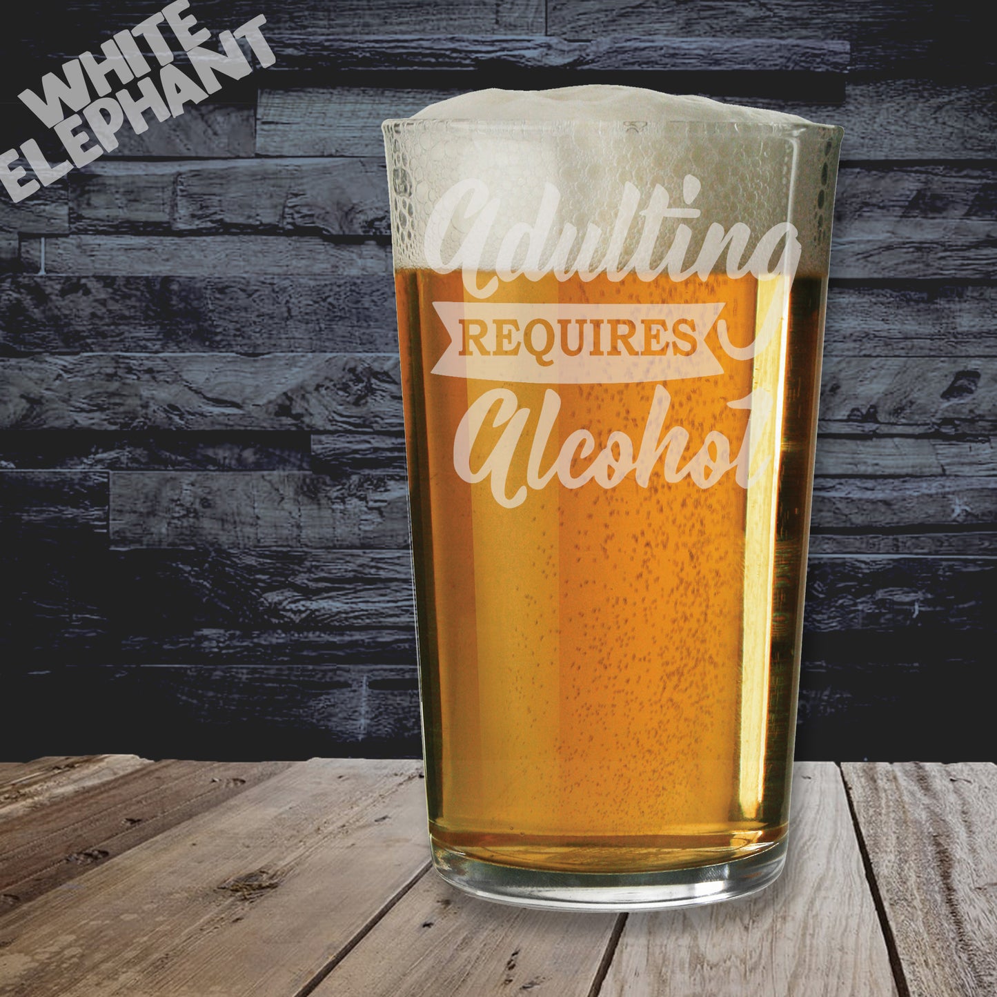 Adulting Requires Alcohol Laser Etched Whiskey / High-Ball / Pint / Tankard Glass