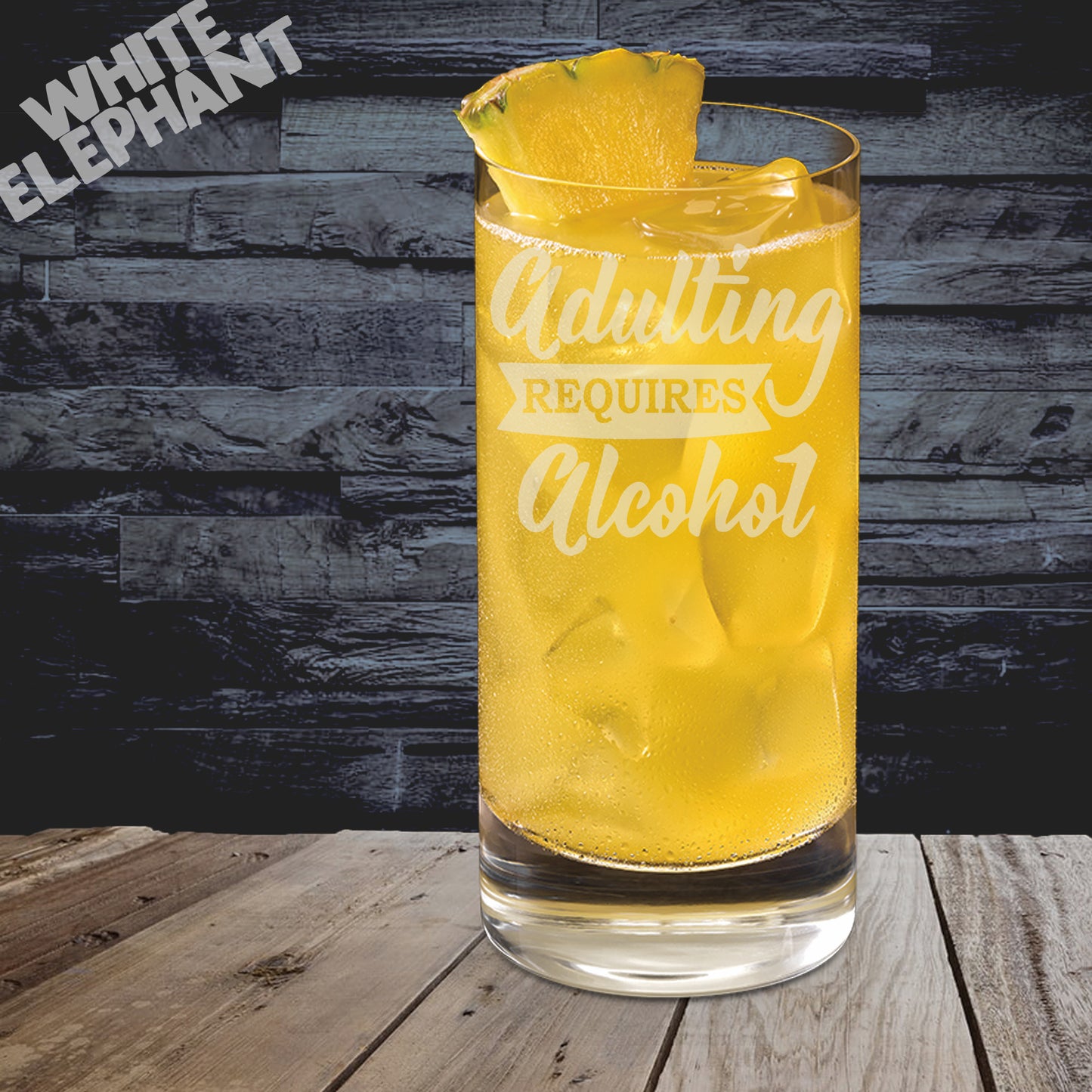 Adulting Requires Alcohol Laser Etched Whiskey / High-Ball / Pint / Tankard Glass