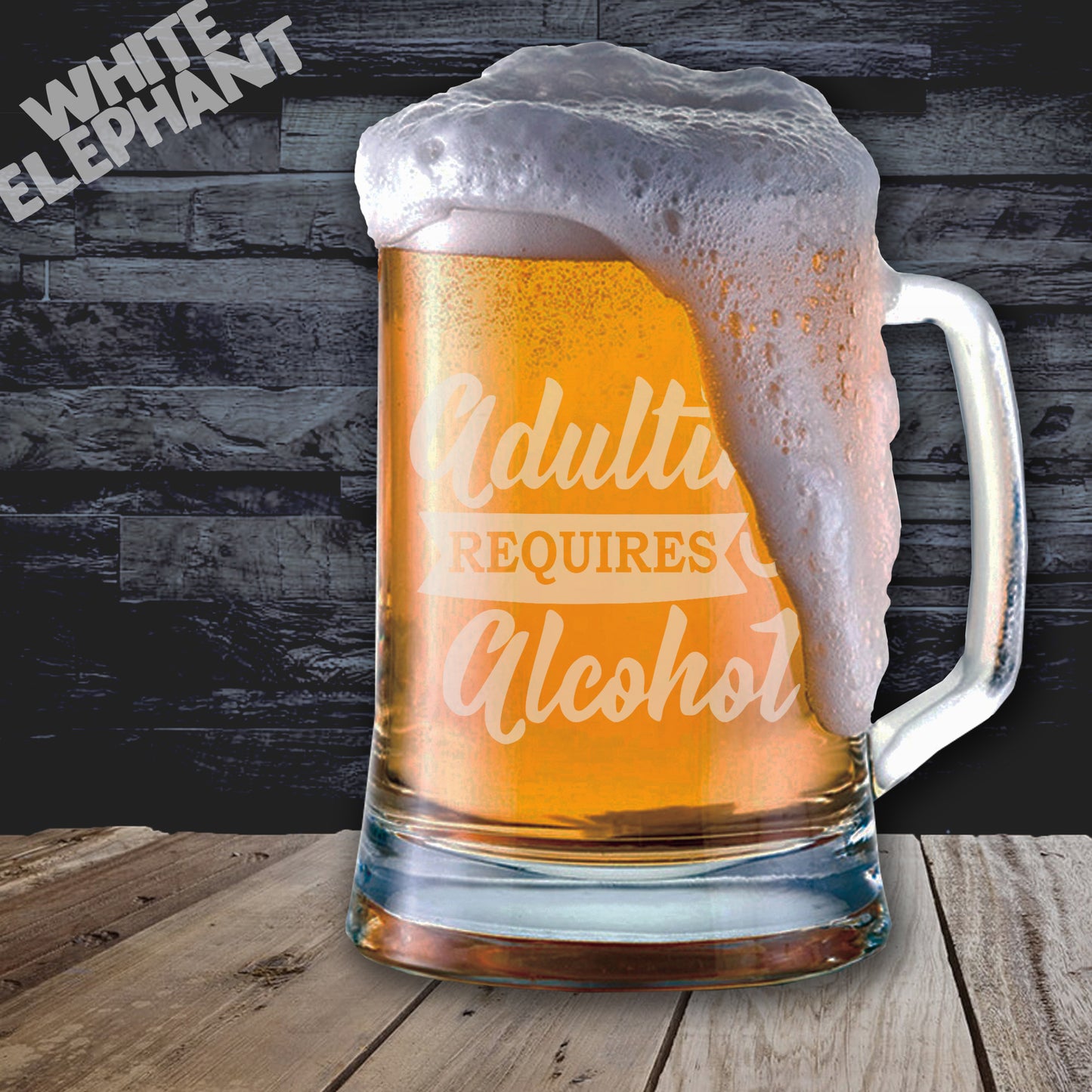 Adulting Requires Alcohol Laser Etched Whiskey / High-Ball / Pint / Tankard Glass