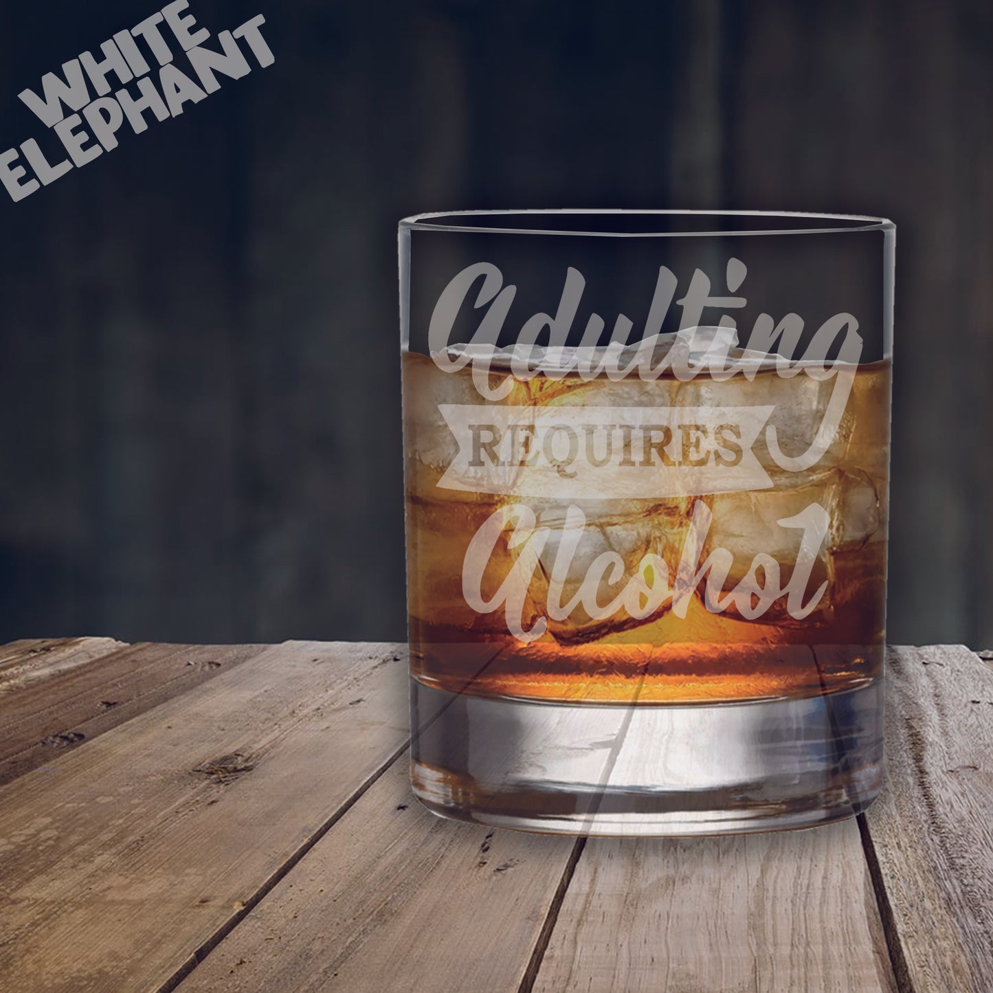 Adulting Requires Alcohol Laser Etched Whiskey / High-Ball / Pint / Tankard Glass