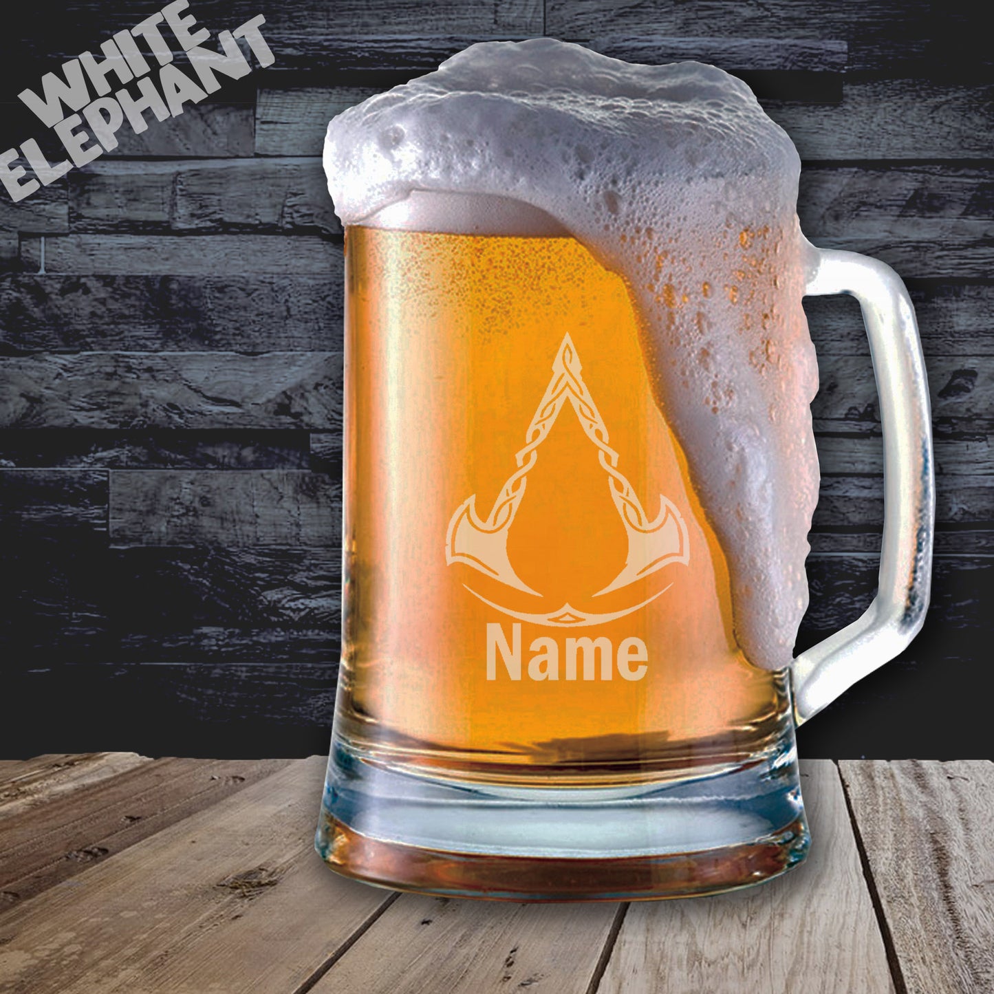 Personalised Assassins Creed Valhalla Inspired Laser Etched Whiskey / High-Ball / Pint / Tankard Glass