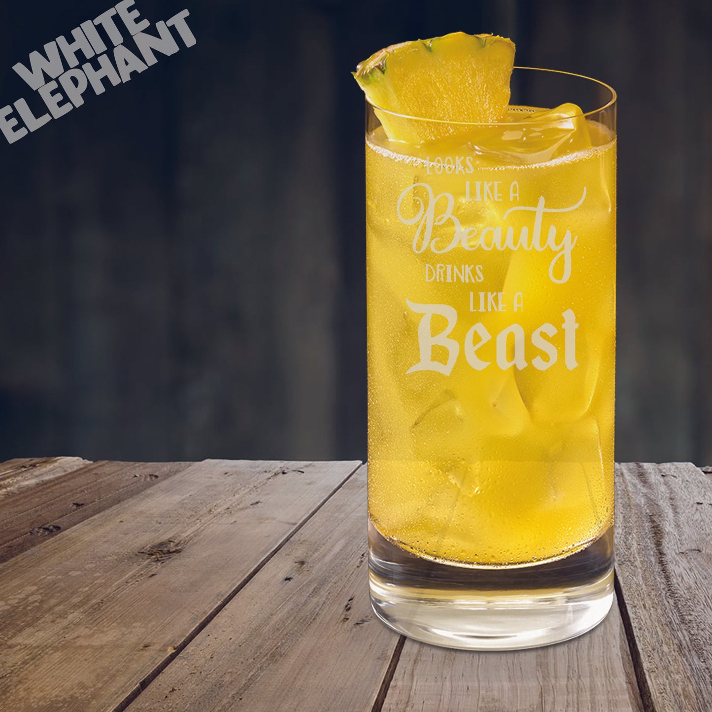 Looks Like a Beauty, Drinks Like a Beast Laser Etched Whiskey / High-Ball / Pint / Tankard Glass