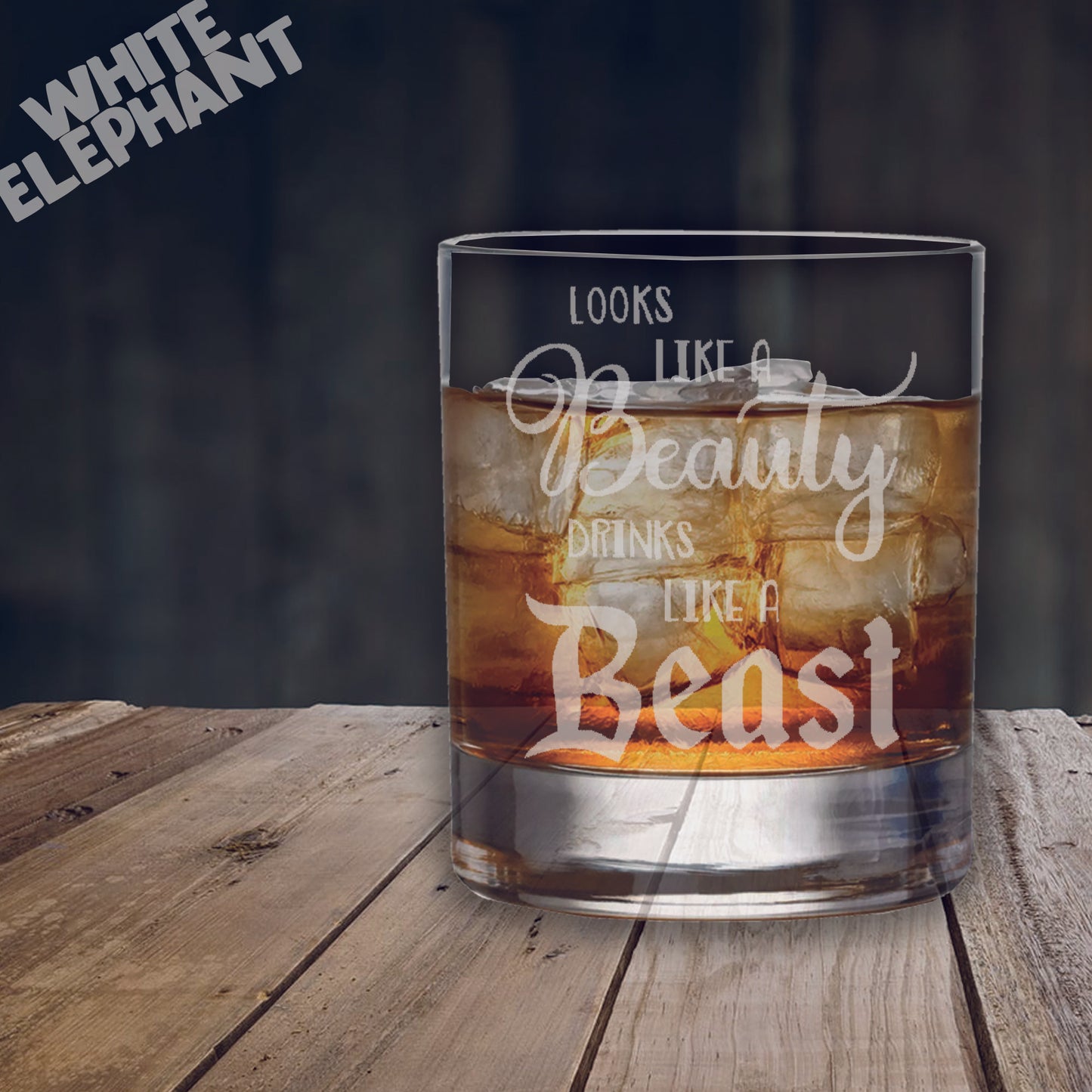 Looks Like a Beauty, Drinks Like a Beast Laser Etched Whiskey / High-Ball / Pint / Tankard Glass