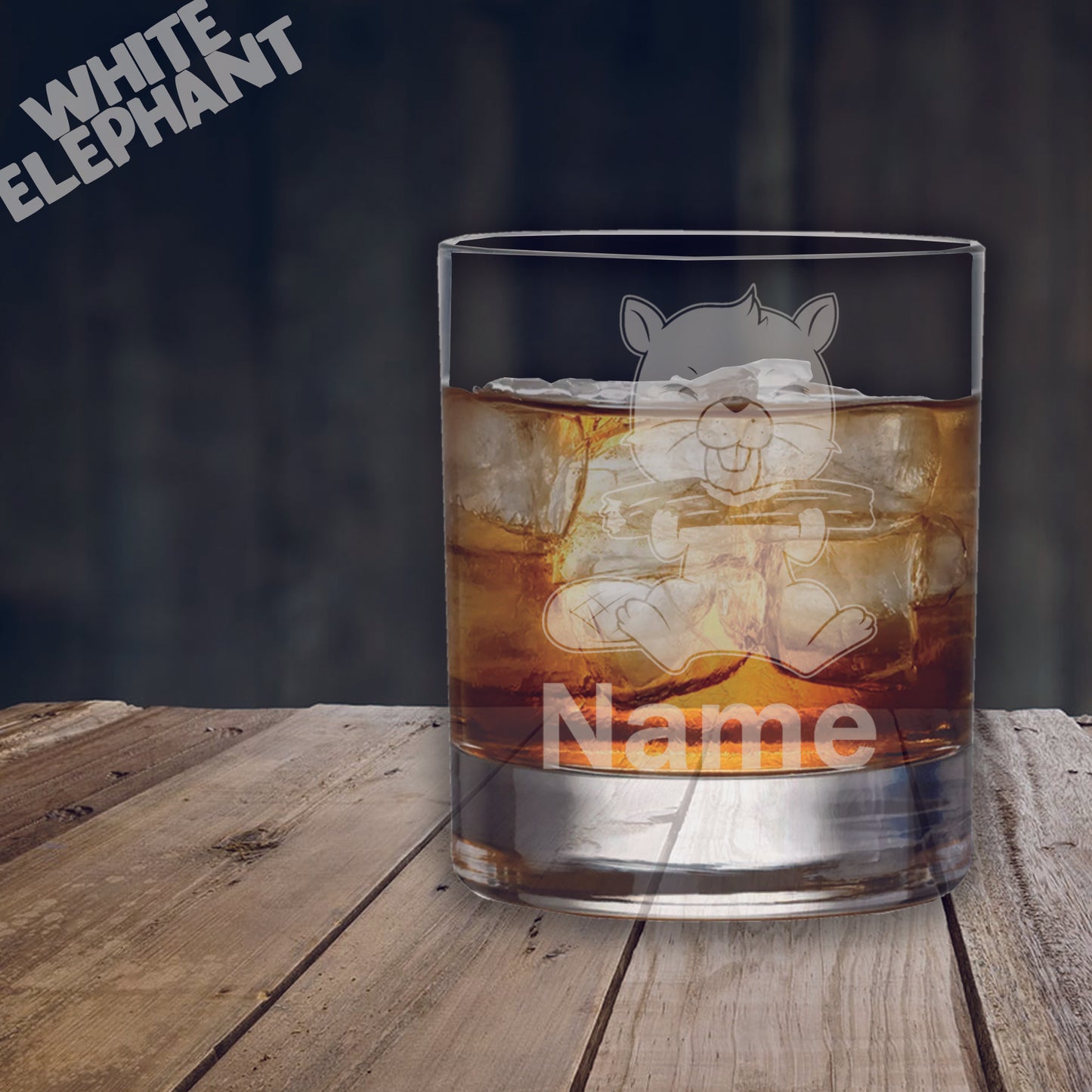 Personalised Beaver Laser Etched Whiskey / High-Ball / Pint / Tankard Glass