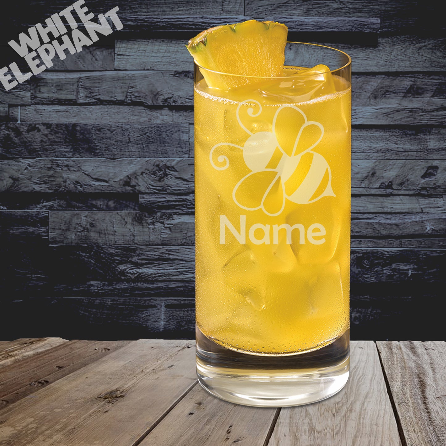 Personalised Bee Laser Etched Whiskey / High-Ball / Pint / Tankard Glass