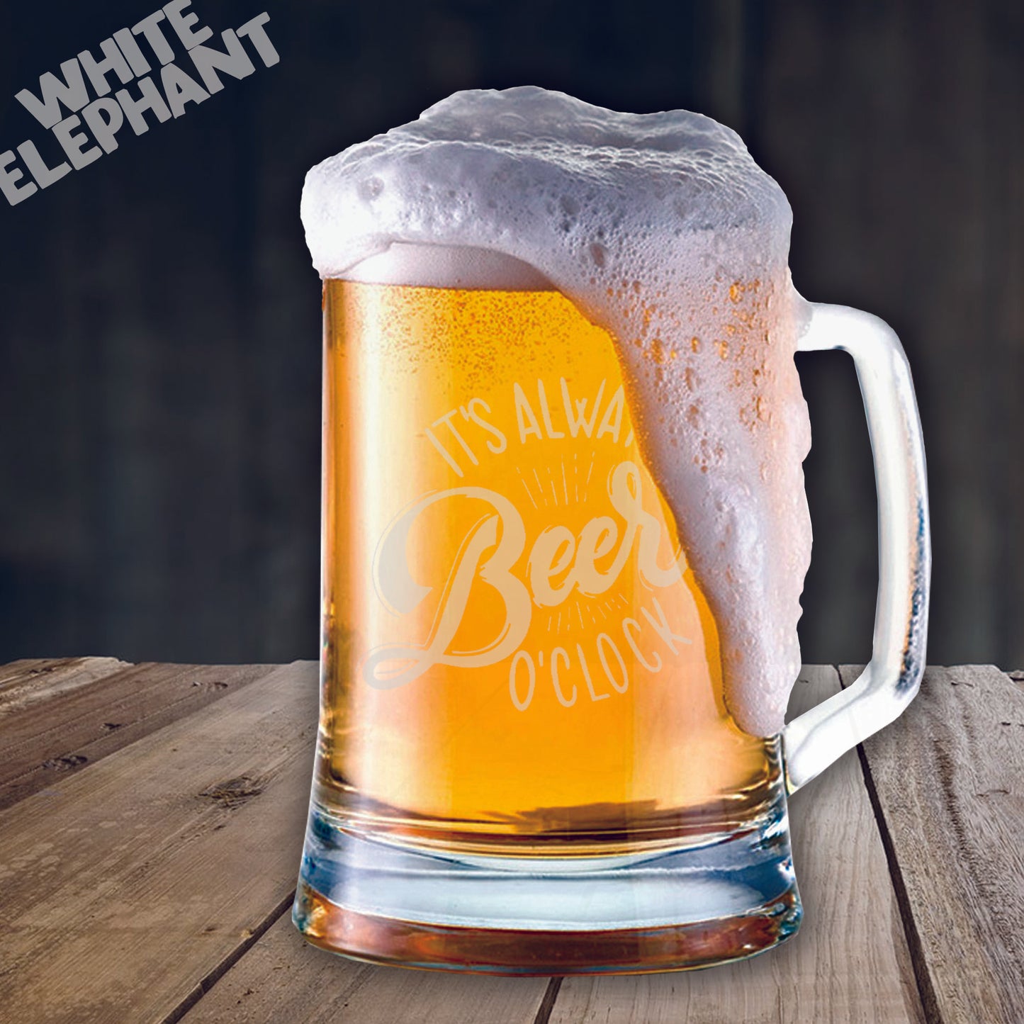 It's Always Beer O'clock Laser Etched Pint or Tankard Glass Gift