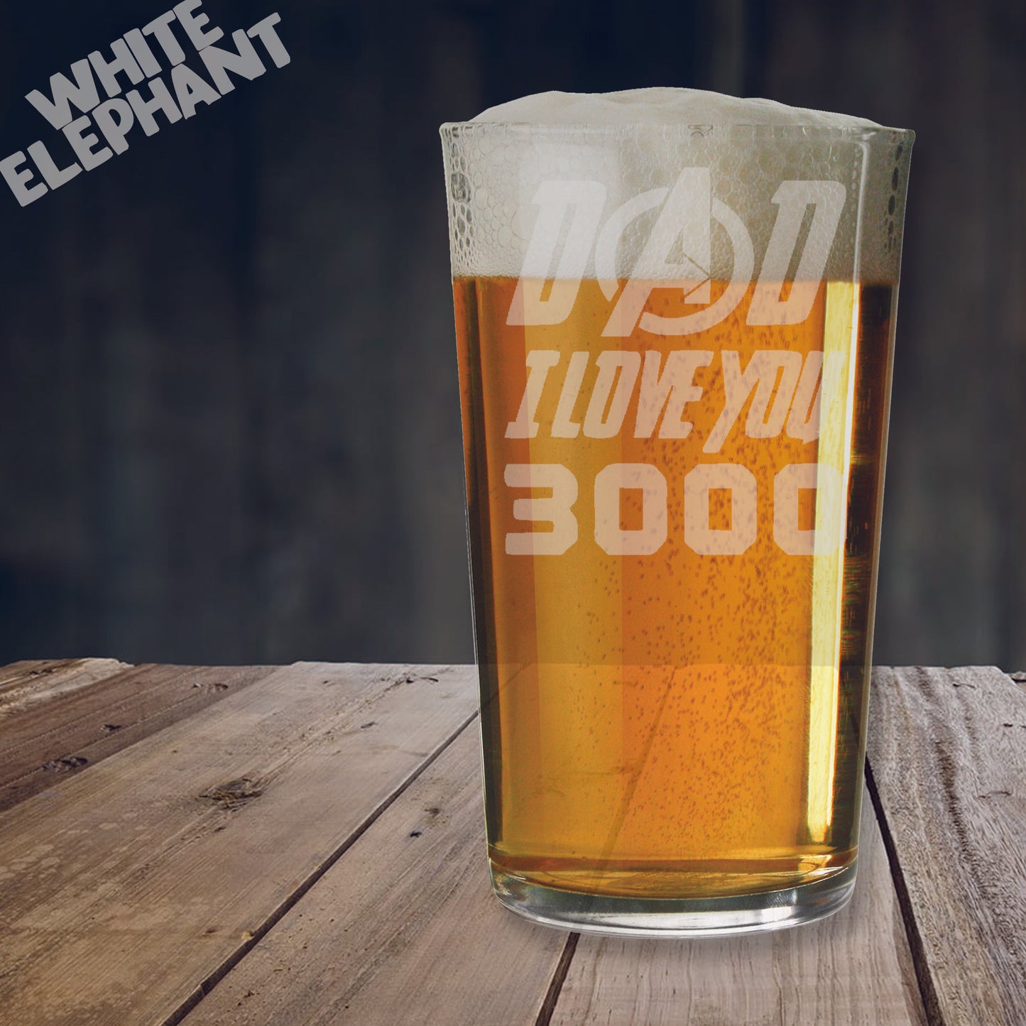 Dad I Love You 3000 Laser Etched Whiskey / High-Ball / Pint / Tankard Glass