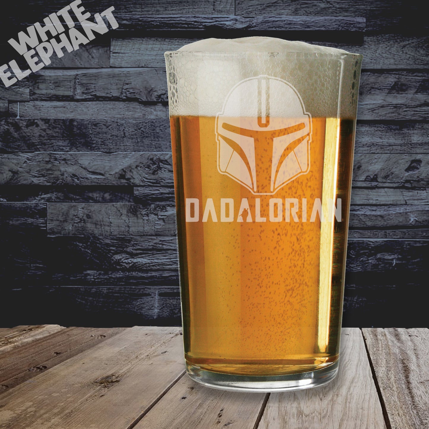 Dadalorian Inspired Laser Etched Whiskey / High-Ball / Pint / Tankard Glass