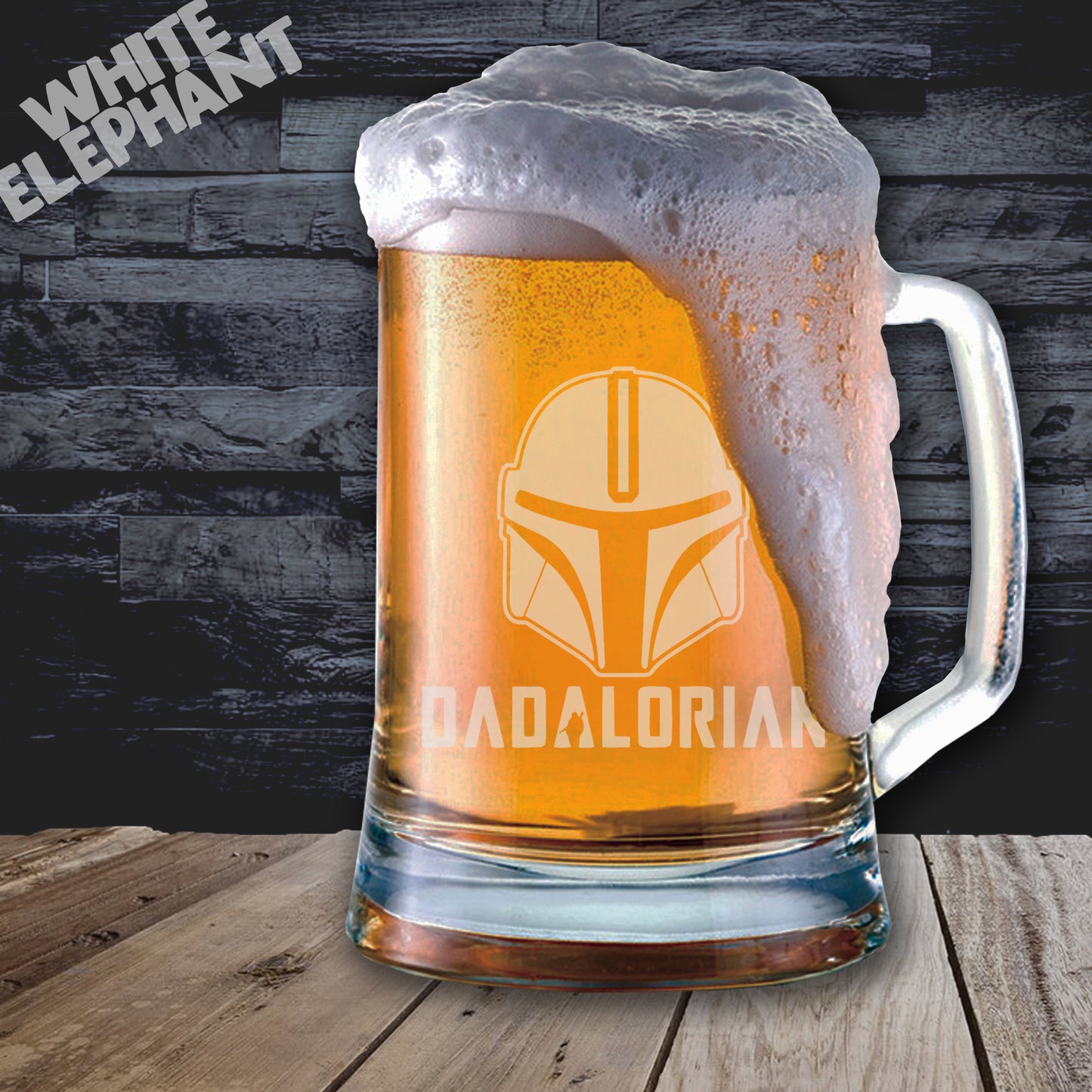 Dadalorian Inspired Laser Etched Whiskey / High-Ball / Pint / Tankard Glass