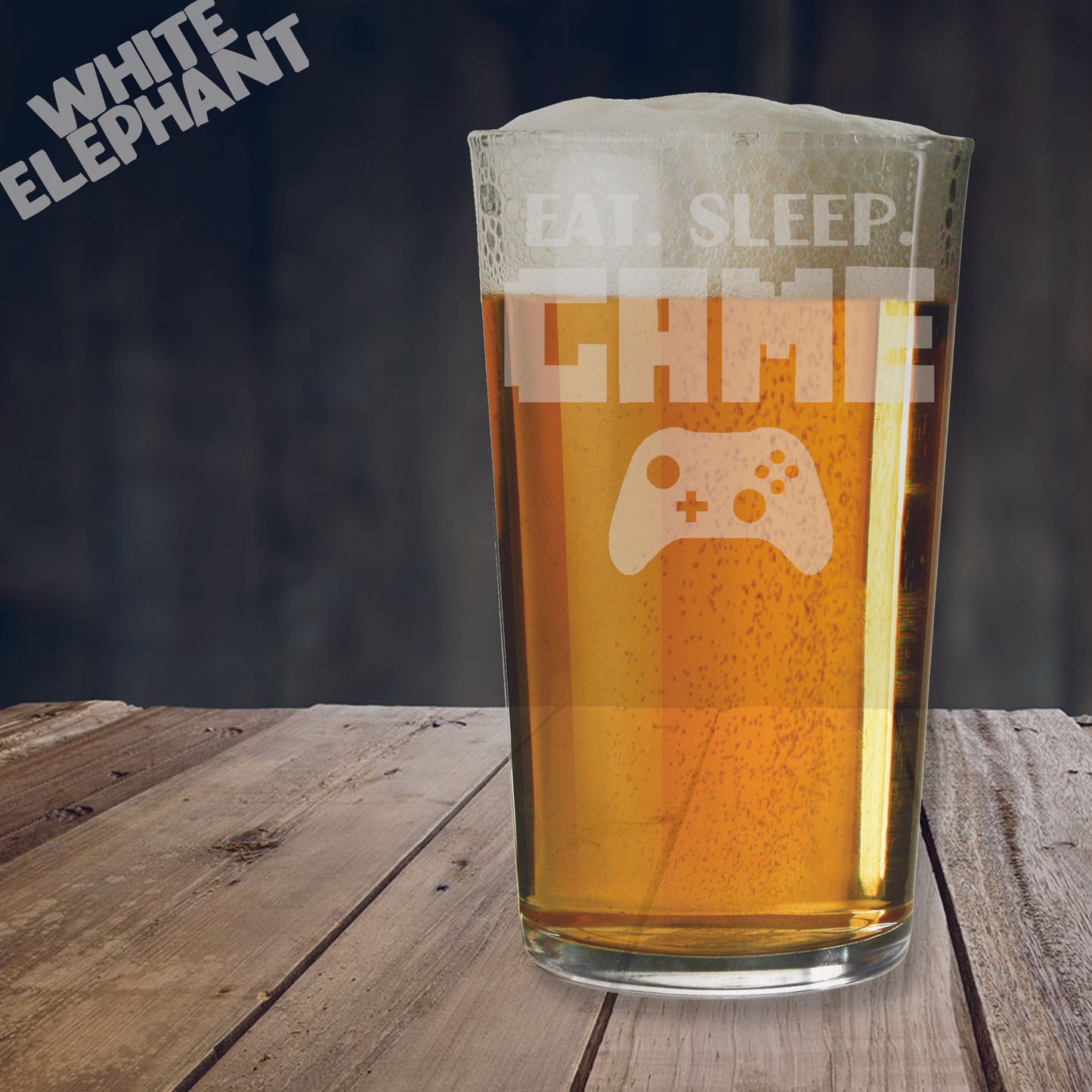 Eat Sleep Game Laser Etched Whiskey / High-Ball / Pint / Tankard Glass