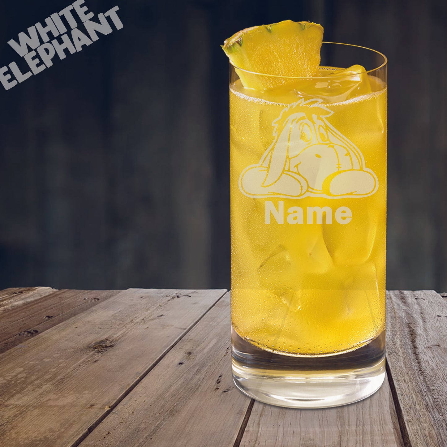 Personalised Eeyore Inspired Laser Etched Whiskey / High-Ball / Pint / Tankard Glass