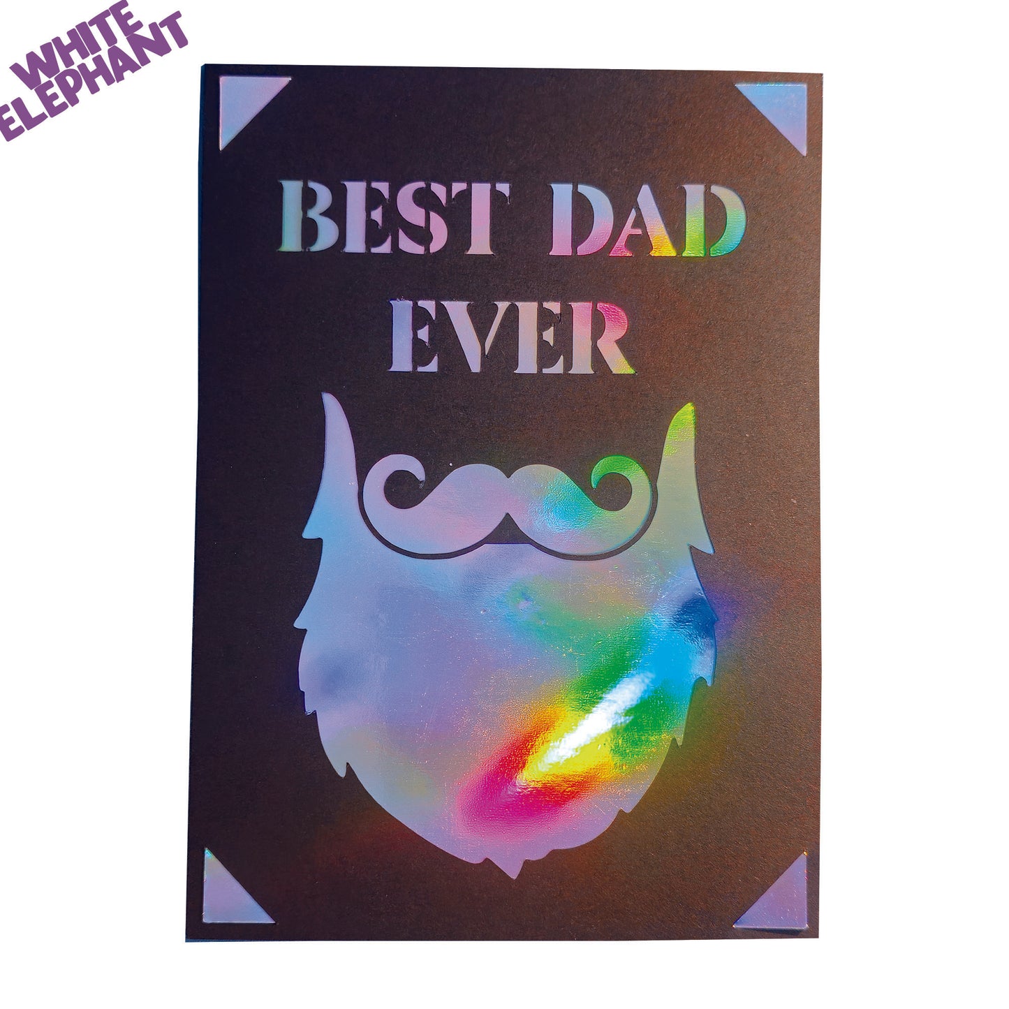 Best Dad Ever Beard Handmade Rainbow Mirror Card & Vinyl Resin Keyring Fathers Day