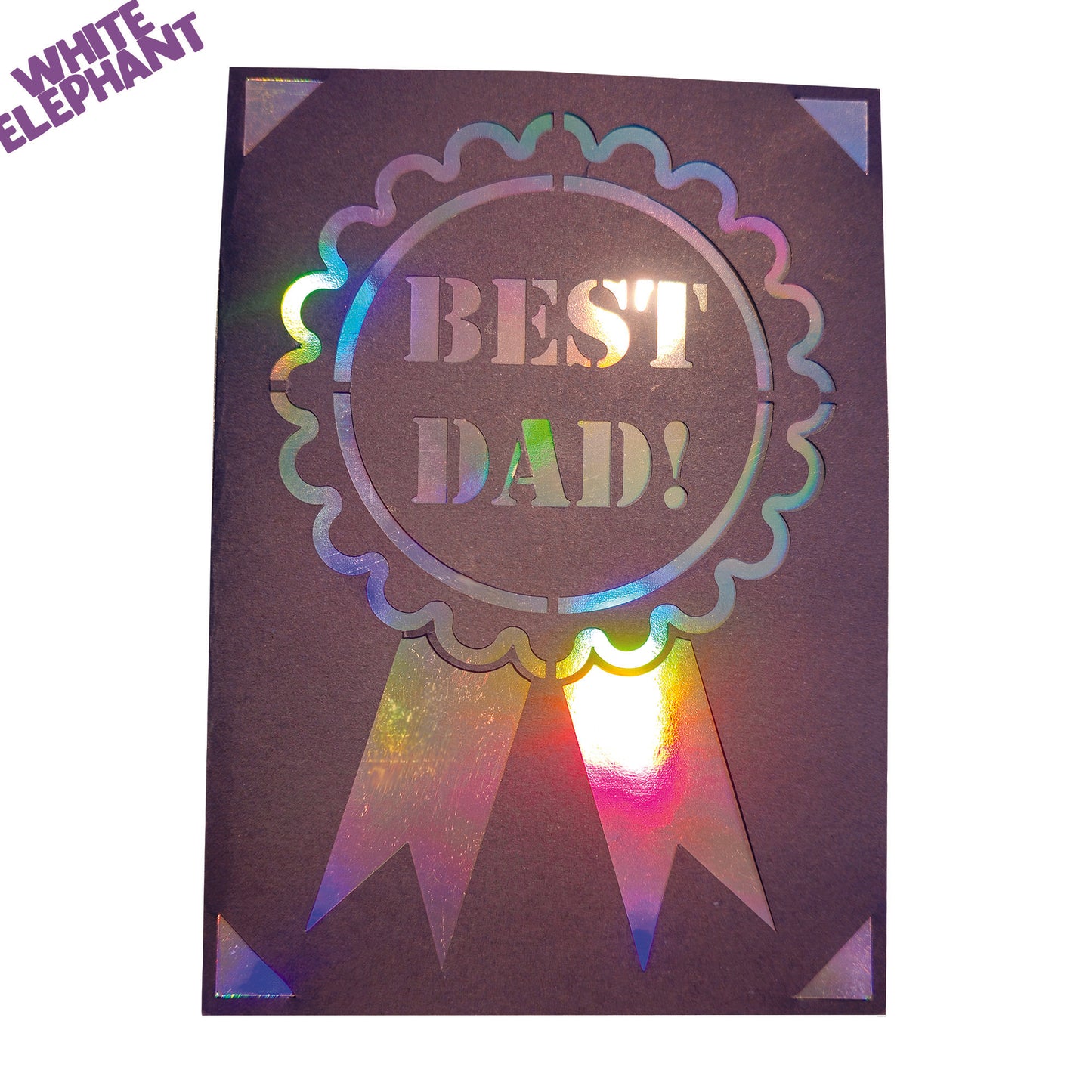 Best Dad Ribbon Handmade Rainbow Mirror Card & Vinyl Resin Keyring Father's Day