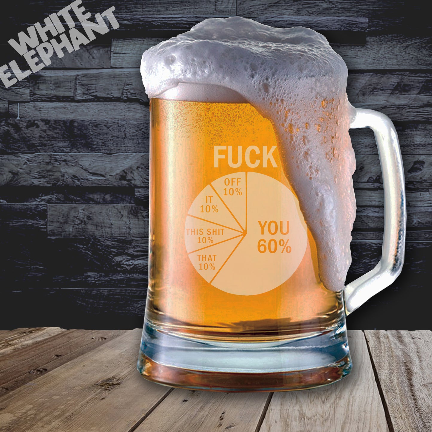 F*ck You Pie Chart Laser Etched Whiskey / High-Ball / Pint / Tankard Glass