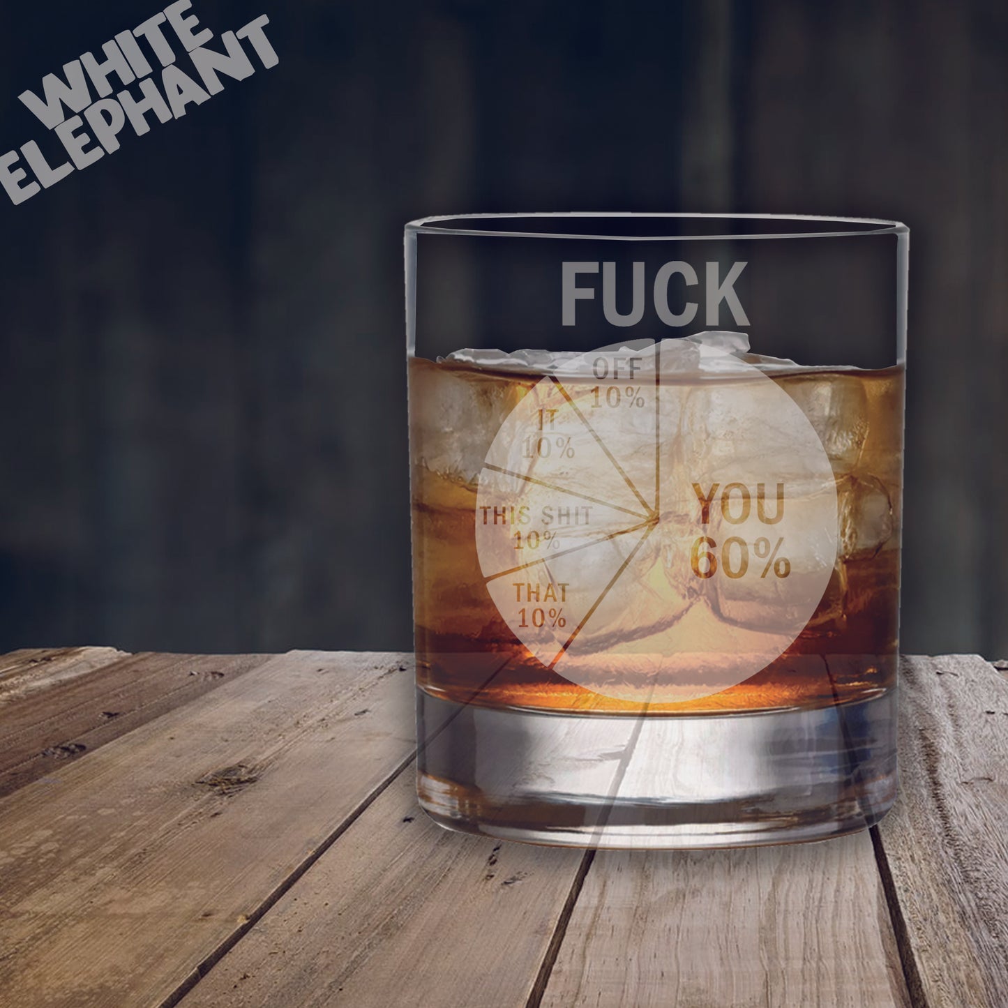 F*ck You Pie Chart Laser Etched Whiskey / High-Ball / Pint / Tankard Glass