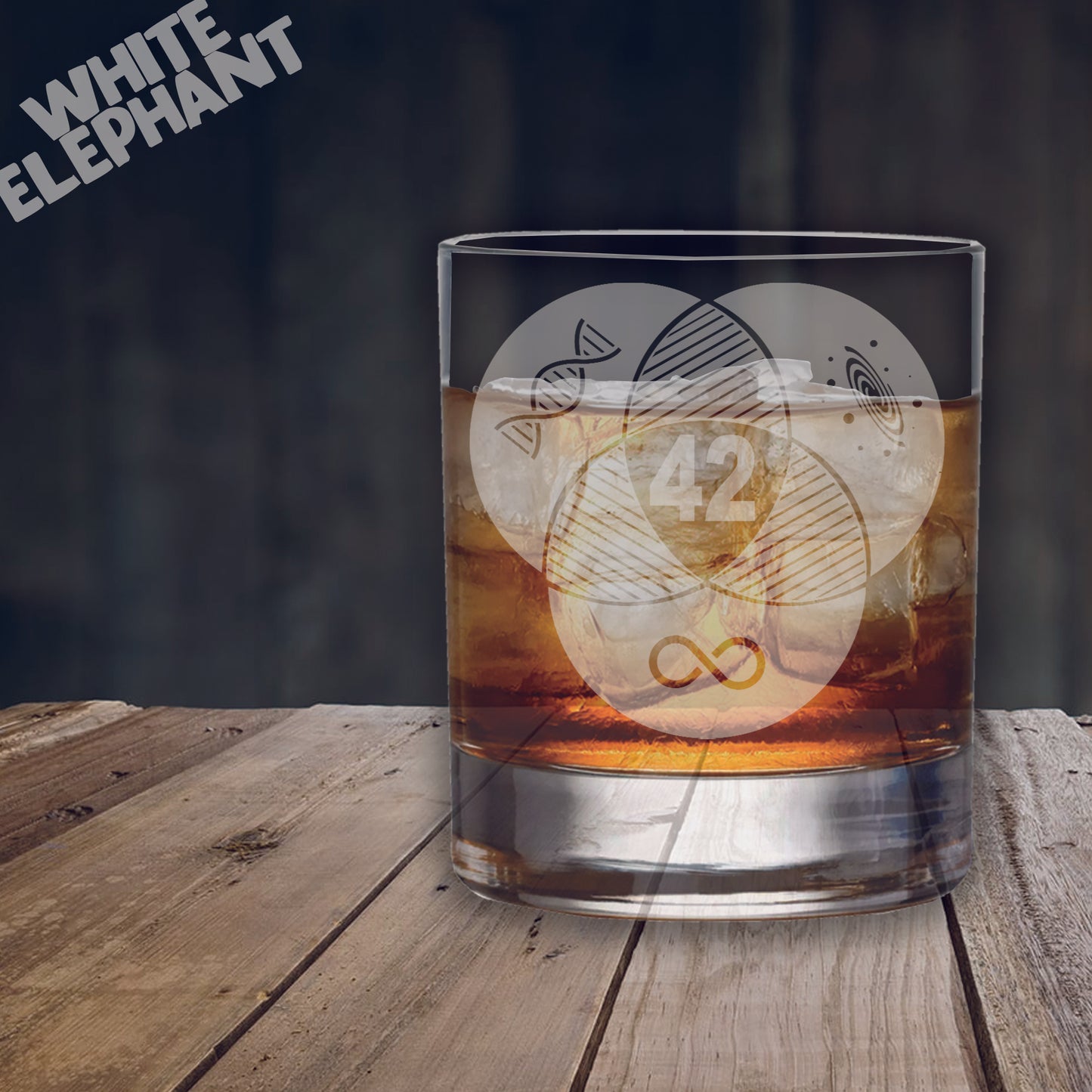 Hitchhiker's Guide to the Galaxy 42 Logo Inspired Laser Etched Whiskey / High-Ball / Pint / Tankard Glass