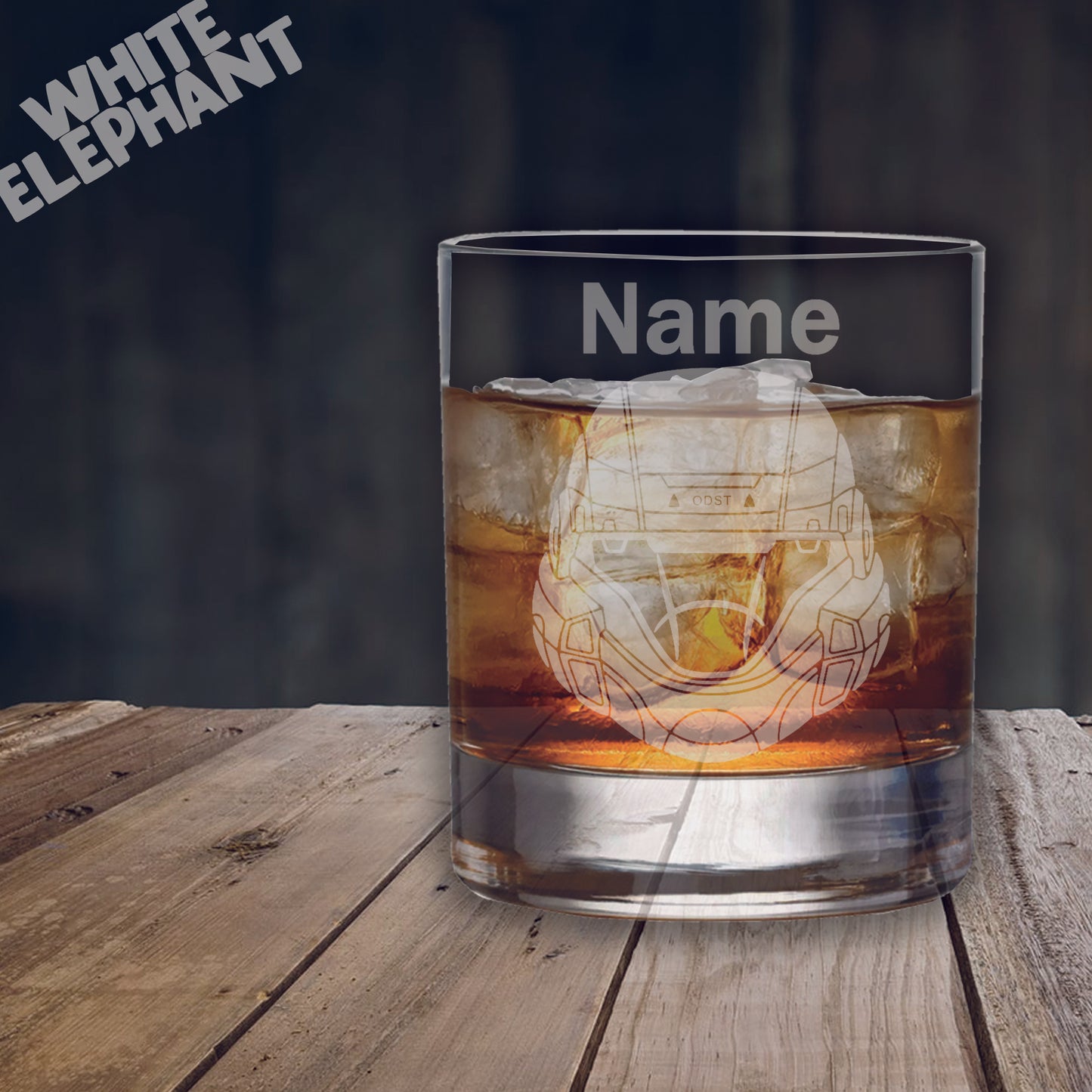 Personalised Halo Orbital Drop Shock Troopers Helmet Inspired Laser Etched Whiskey / High-Ball / Pint / Tankard Glass