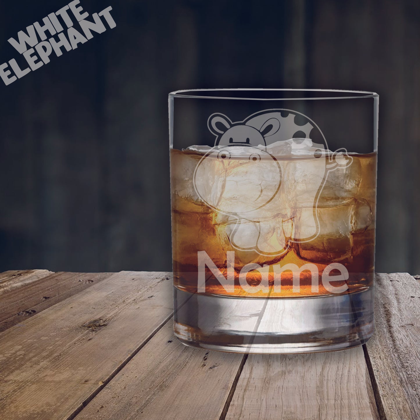 Personalised Hippopotamus Laser Etched Whiskey / High-Ball / Pint / Tankard Glass