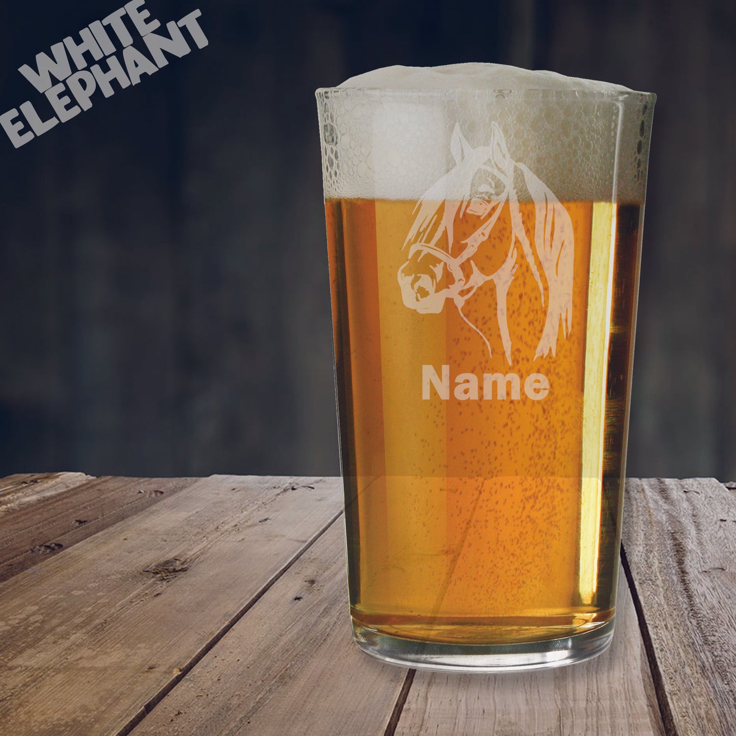 Personalised Horse Laser Etched Whiskey / High-Ball / Pint / Tankard Glass