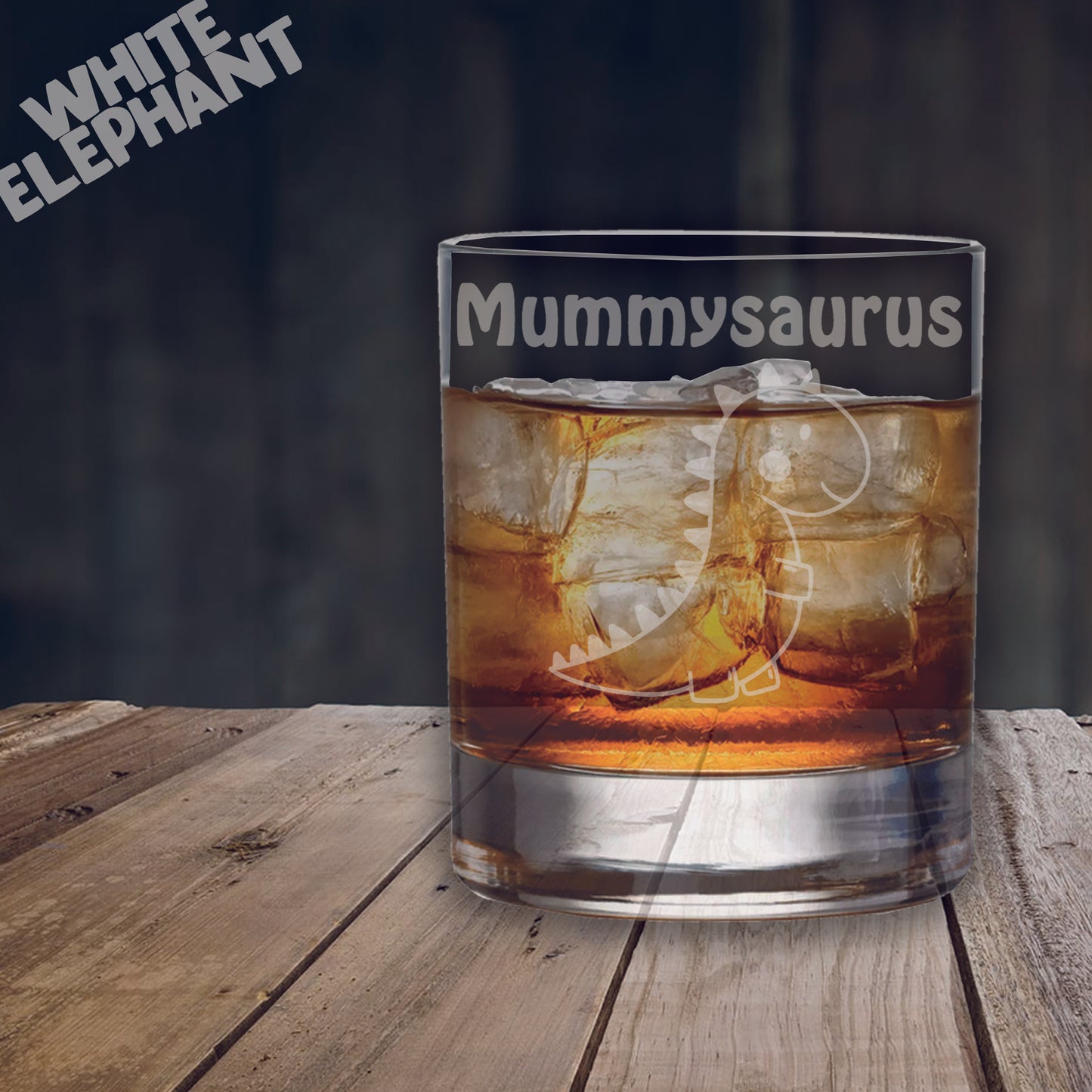 Mummysaurus Dinosaur Laser Etched Whiskey / High-Ball / Pint / Tankard Glass