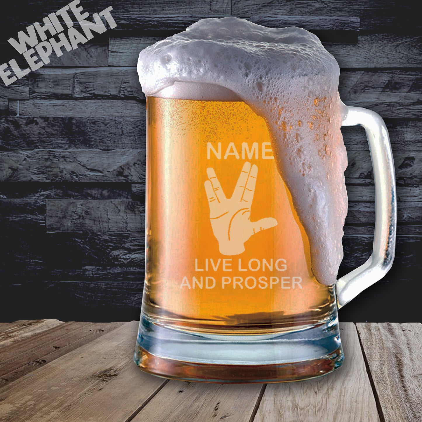 Personalised Live Long and Prosper Inspired Laser Etched Whiskey / High-Ball / Pint / Tankard Glass