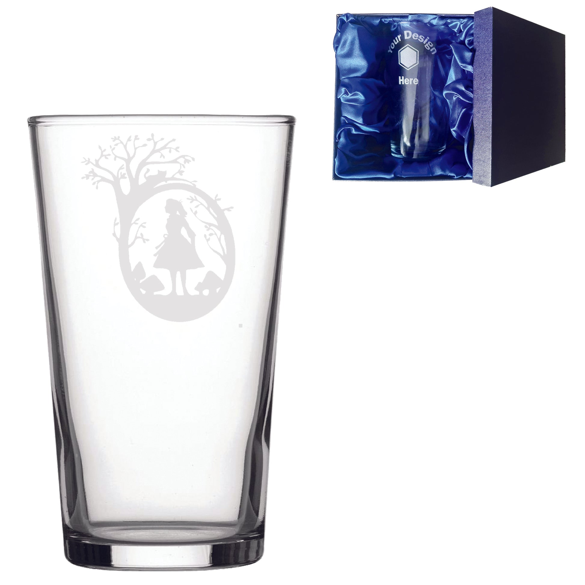 Alice in Wonderland Inspired Beer Glass & Silk Gift Box