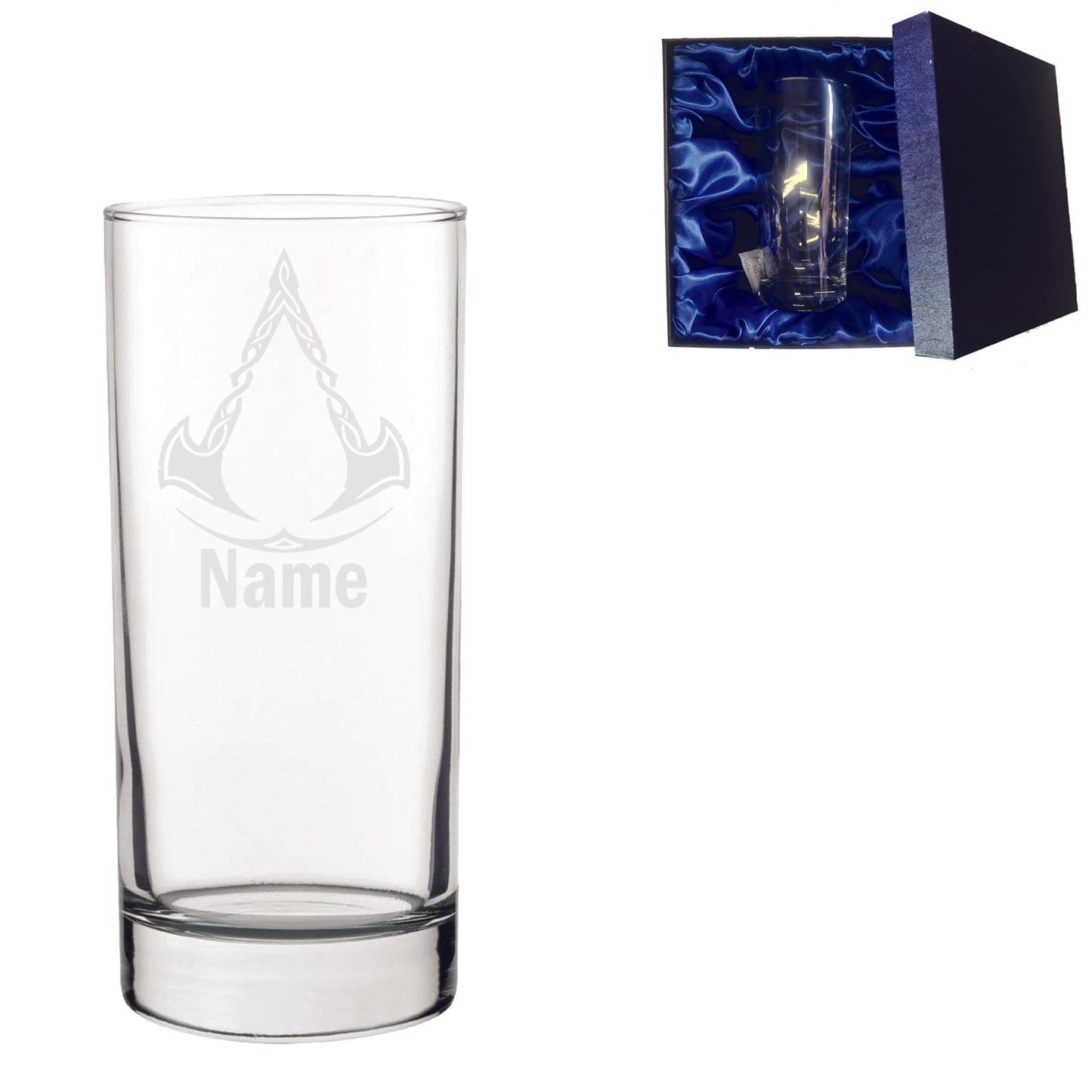 Personalised Assassins Creed Valhalla Inspired Laser Etched Whiskey / High-Ball / Pint / Tankard Glass