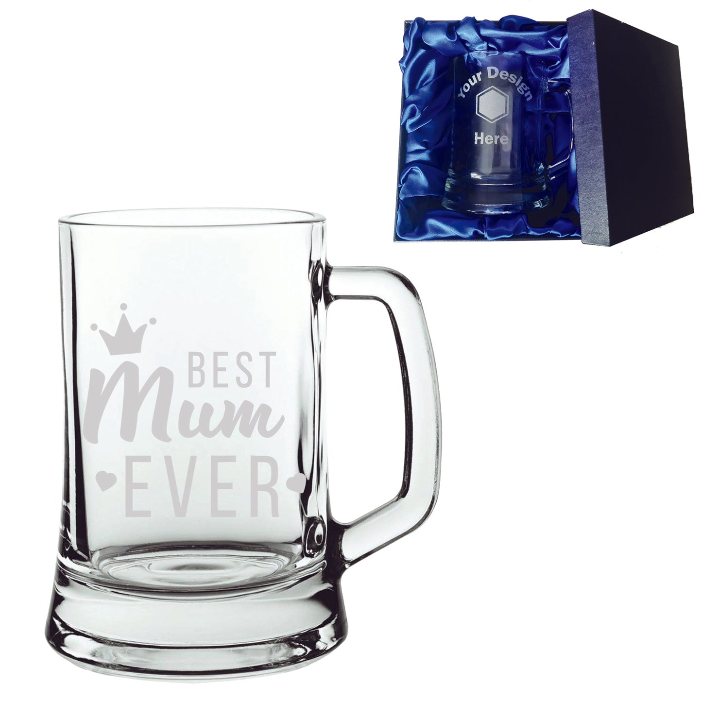 Best Mum Ever Laser Etched Tankard Glass & Silk Gift Box