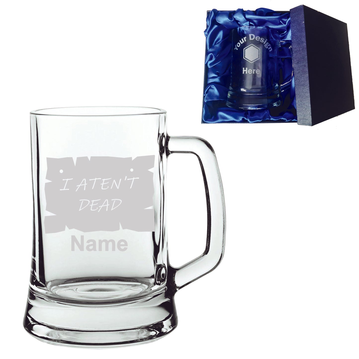 Personalised I Ate'nt Dead Laser Etched Whiskey / High-Ball / Pint / Tankard Glass