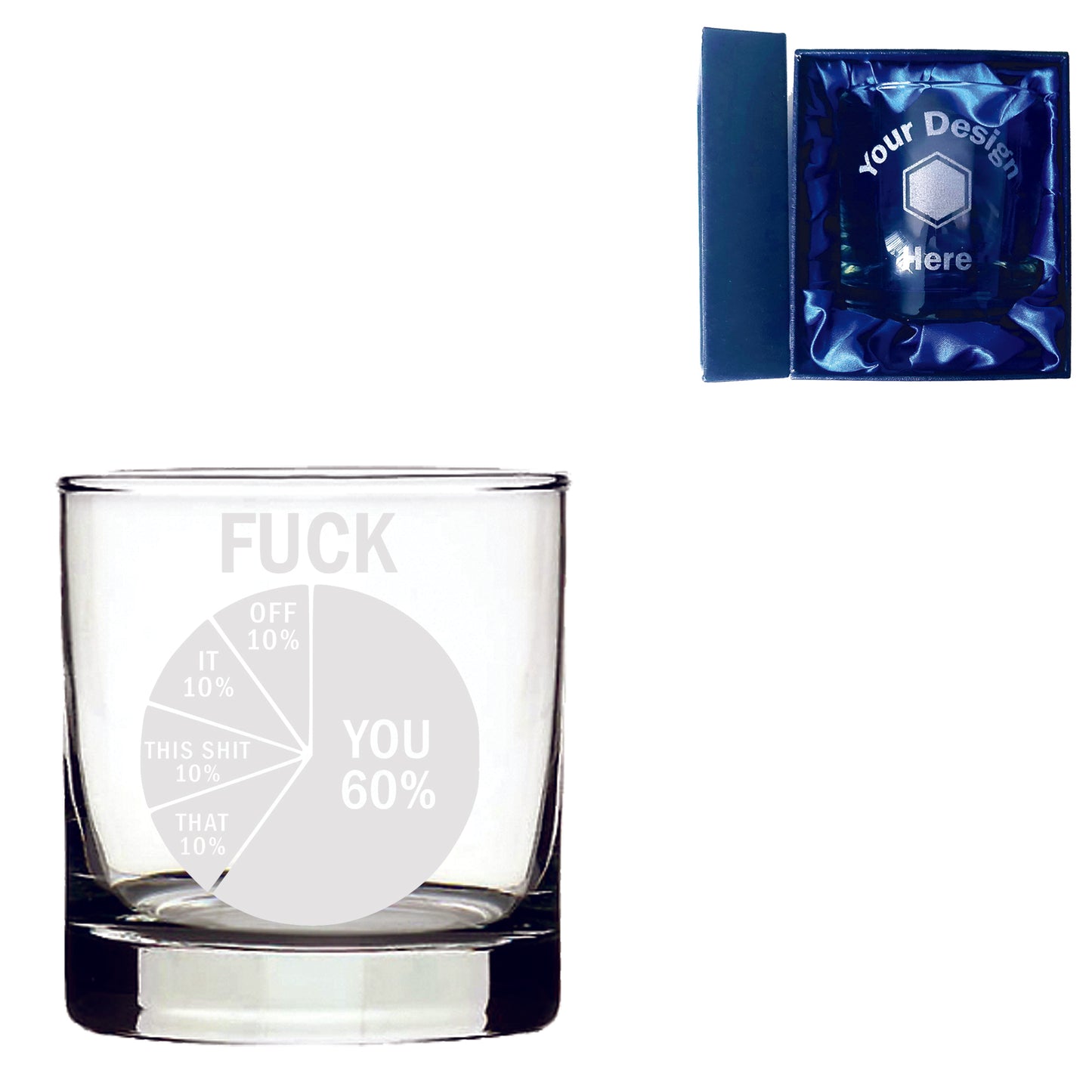 F*ck You Pie Chart Laser Etched Whiskey / High-Ball / Pint / Tankard Glass