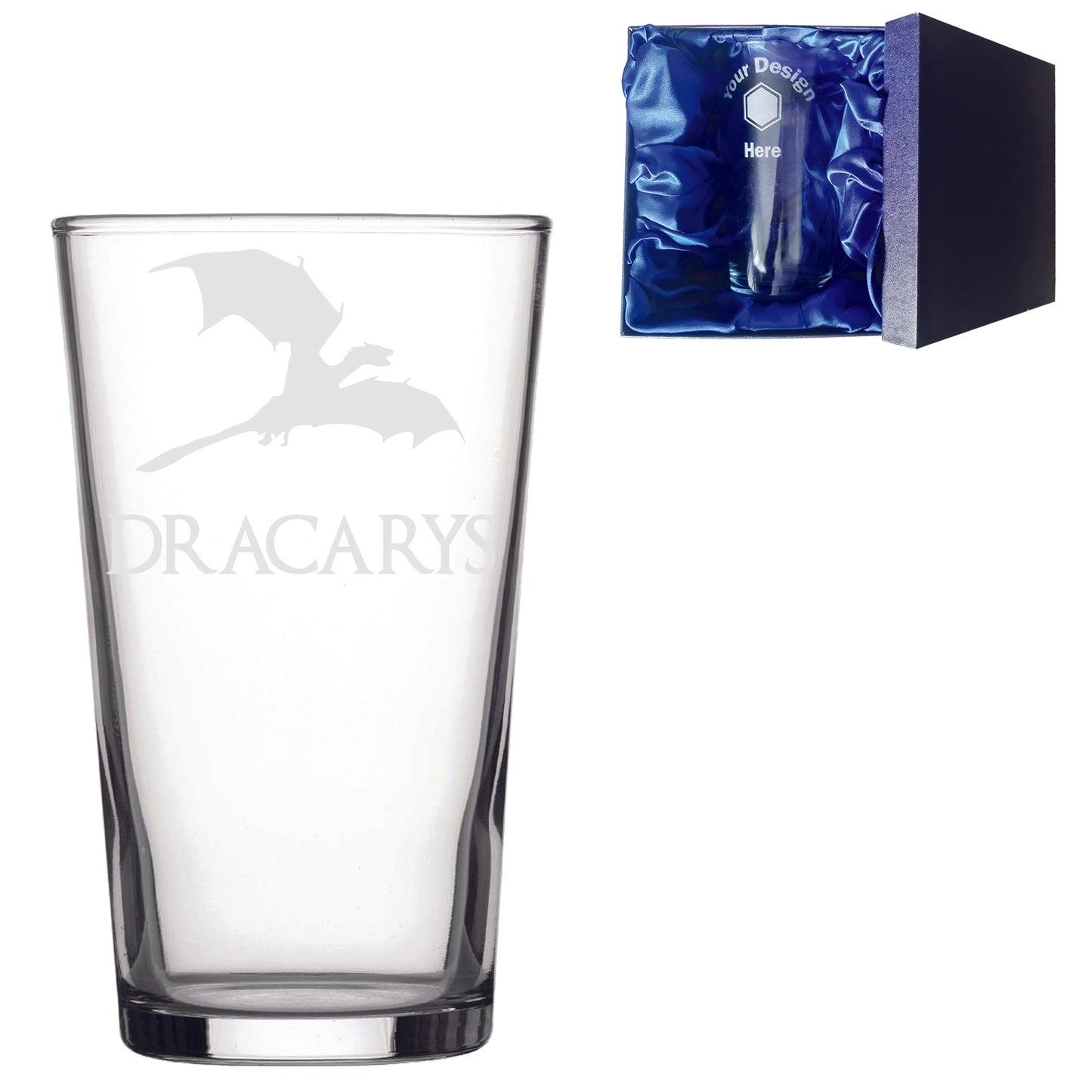 Dracarys Dragon Inspired  Beer Glass & Silk Gift Box