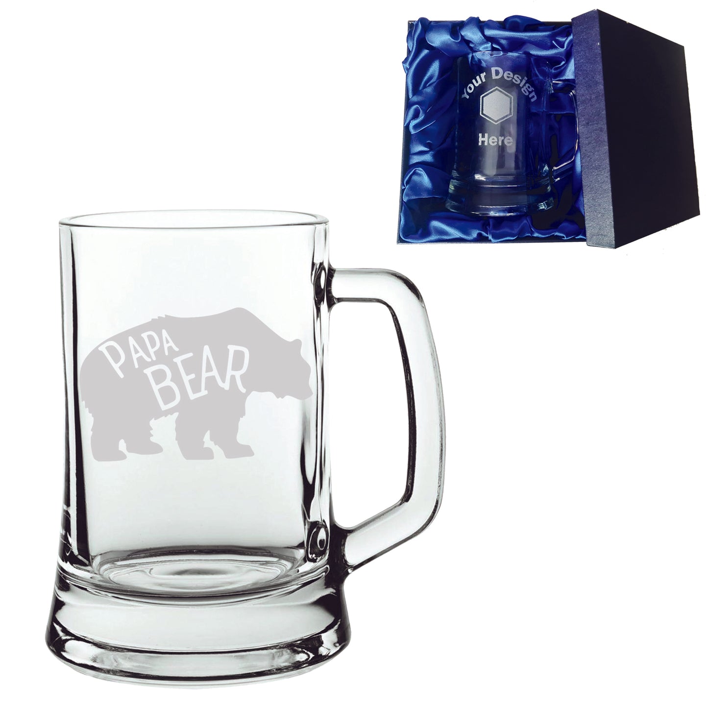 Papa Bear Fathers Day Laser Etched Whiskey / High-Ball / Pint / Tankard Glass