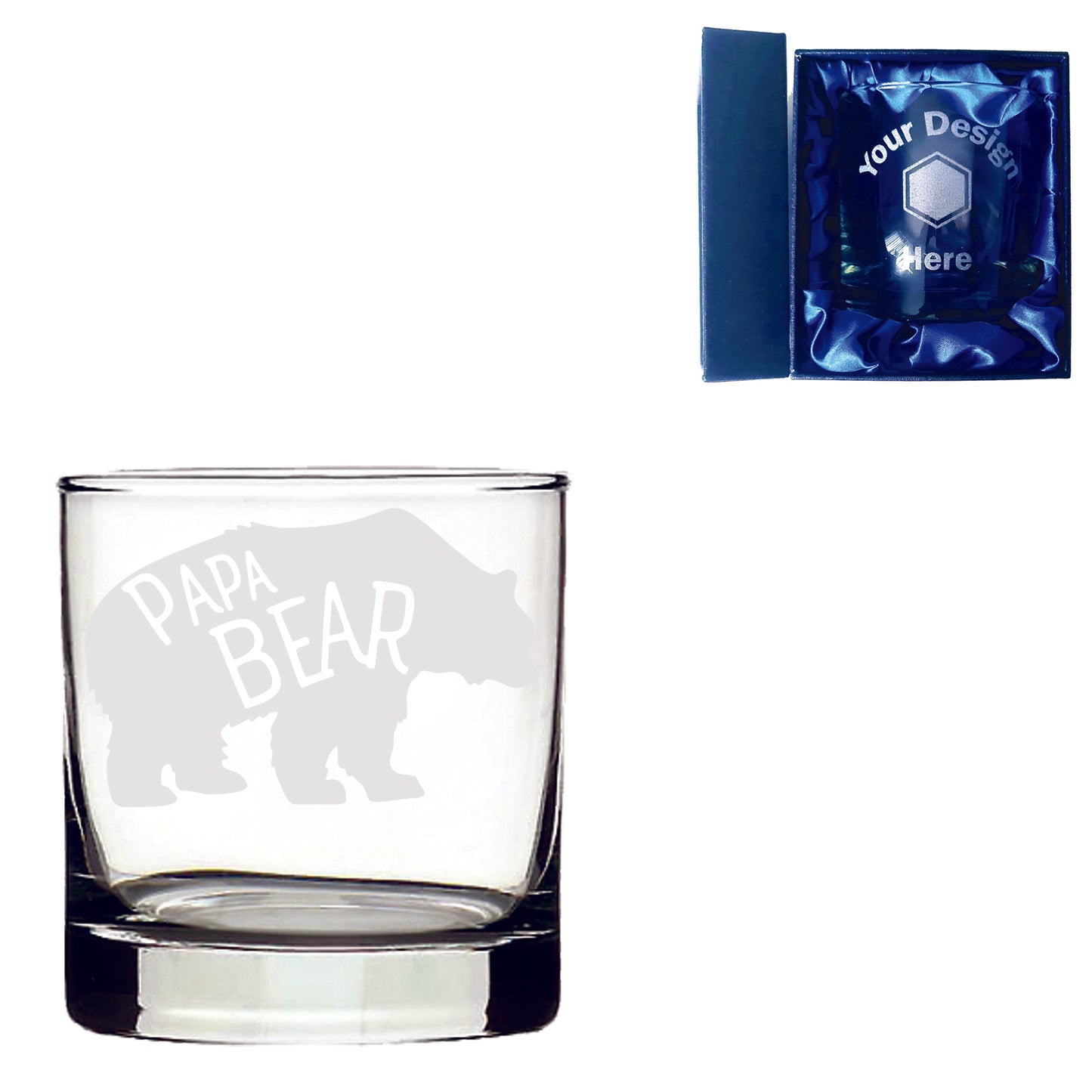 Papa Bear Fathers Day Laser Etched Whiskey / High-Ball / Pint / Tankard Glass