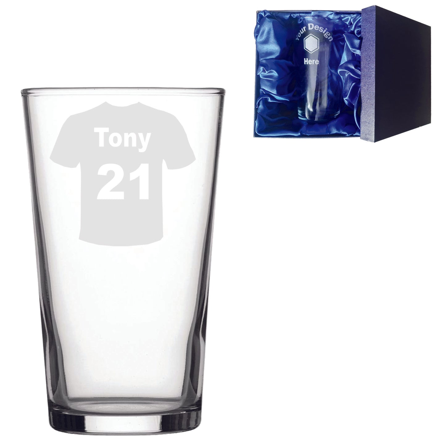 Personalised Age Sports Top Laser Etched Whiskey / High-Ball / Pint / Tankard Glass