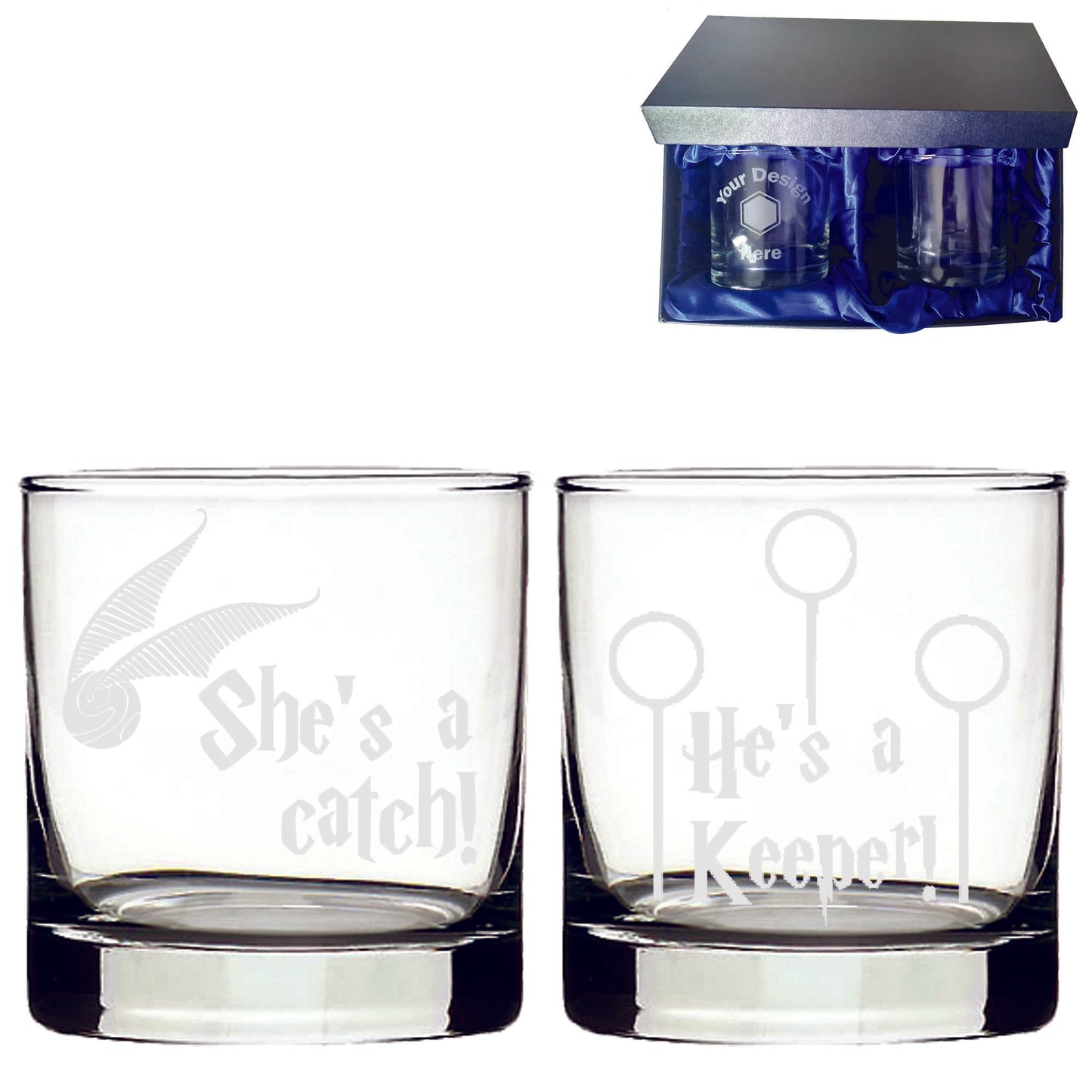 Harry Potter Laser Etched Whiskey / High-Ball / Pint / Tankard Glass Gift Set