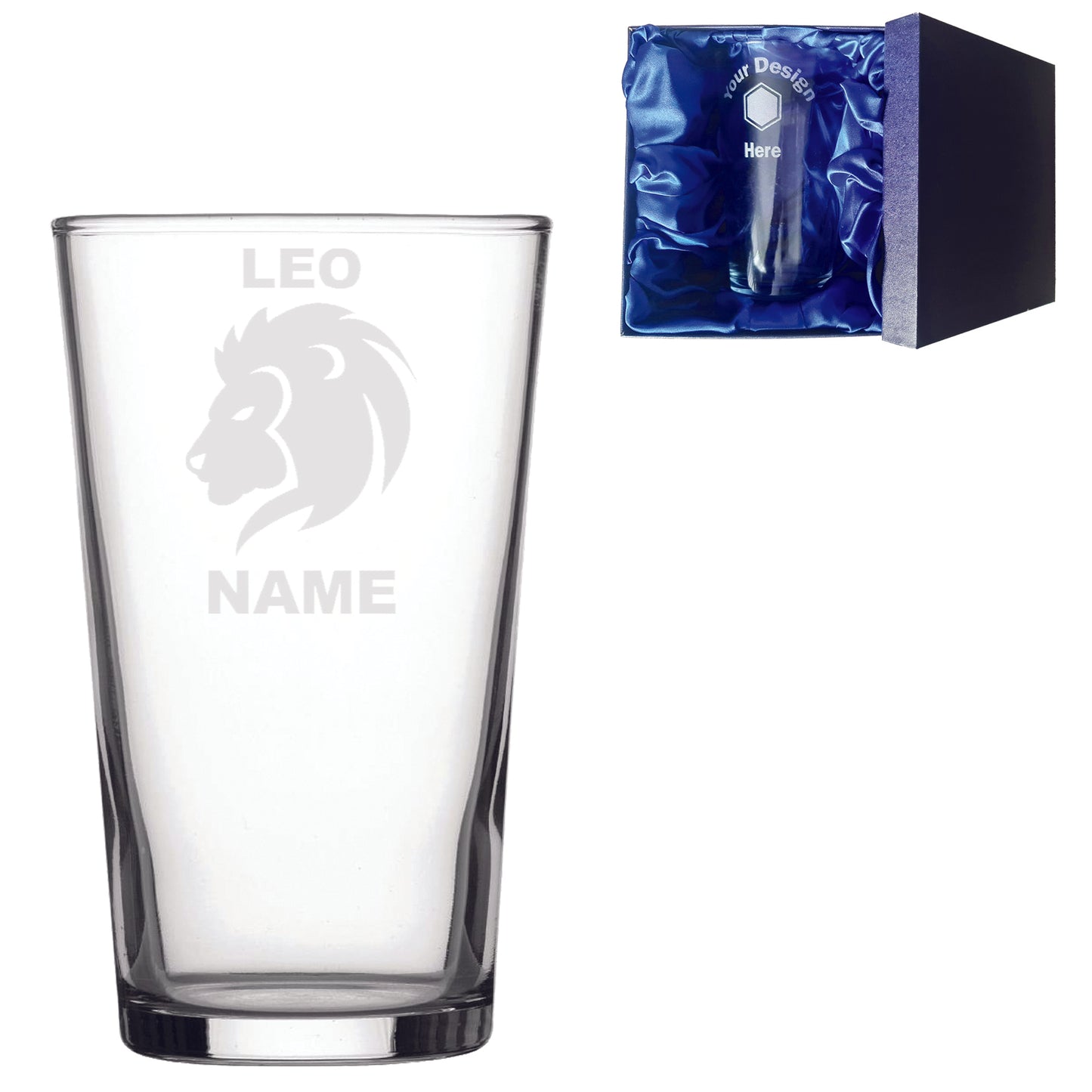 Personalised Zodiac Leo Laser Etched Whiskey / High-Ball / Pint / Tankard Glass