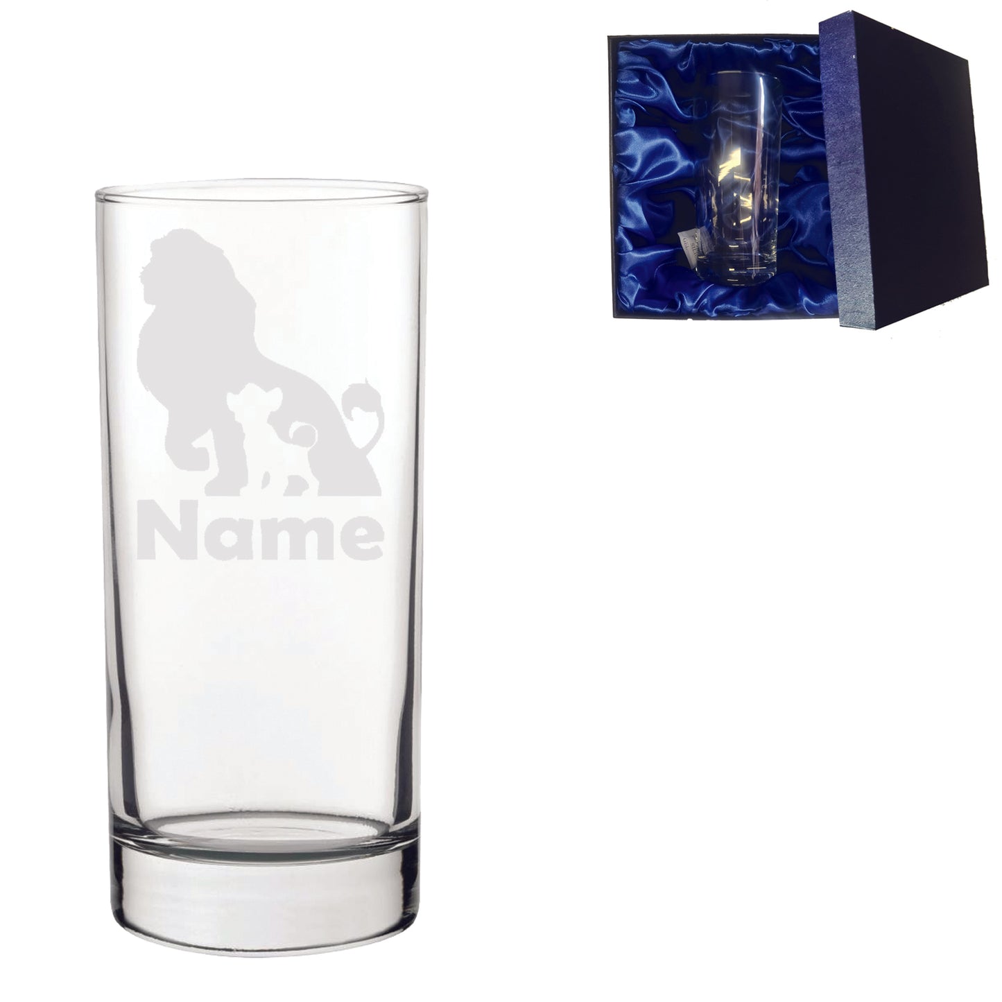 Personalised Lion King Laser Etched Whiskey / High-Ball / Pint / Tankard Glass