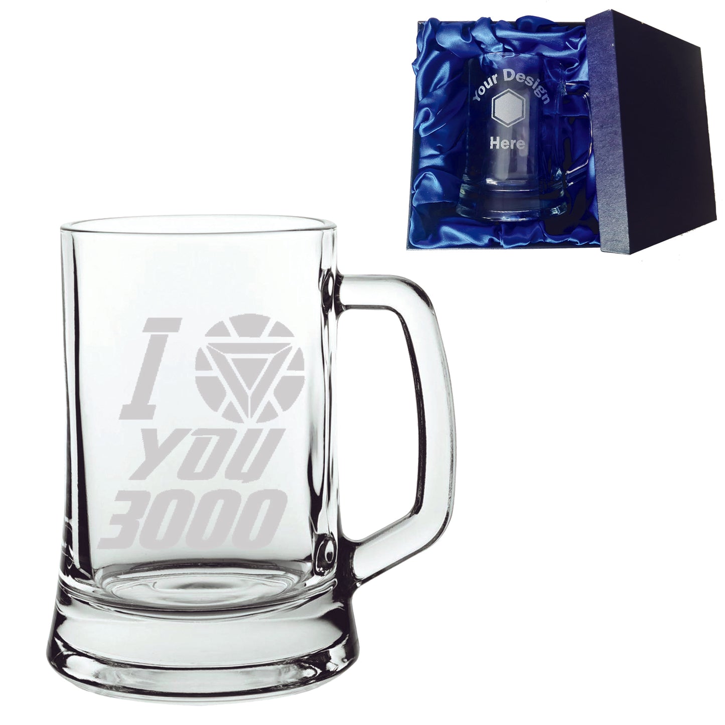 Iron Man I Love You 3000 Laser Etched Whiskey / High-Ball / Pint / Tankard Glass