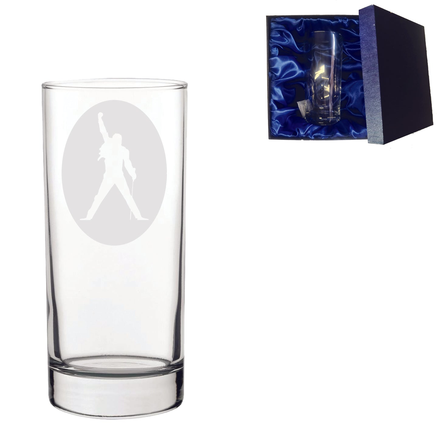 Freddie Mercury Inspired  Highball Glass & Silk Gift Box