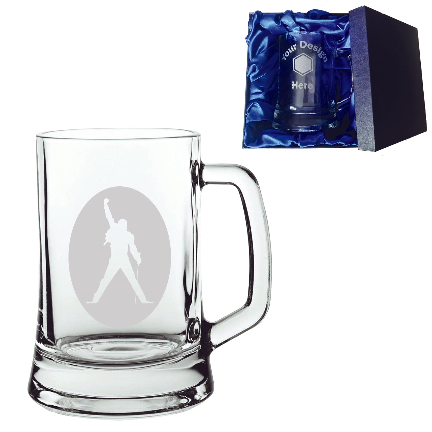 Freddie Mercury Inspired  Tankard Glass & Silk Gift Box