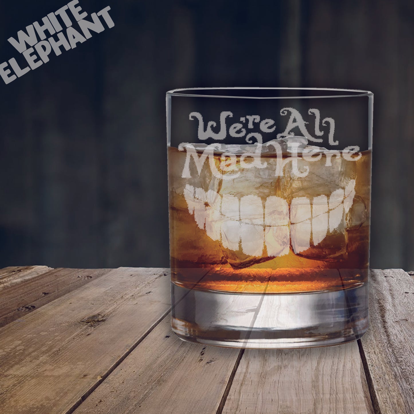 Alice We're All Mad Here Whiskey Glass Gift