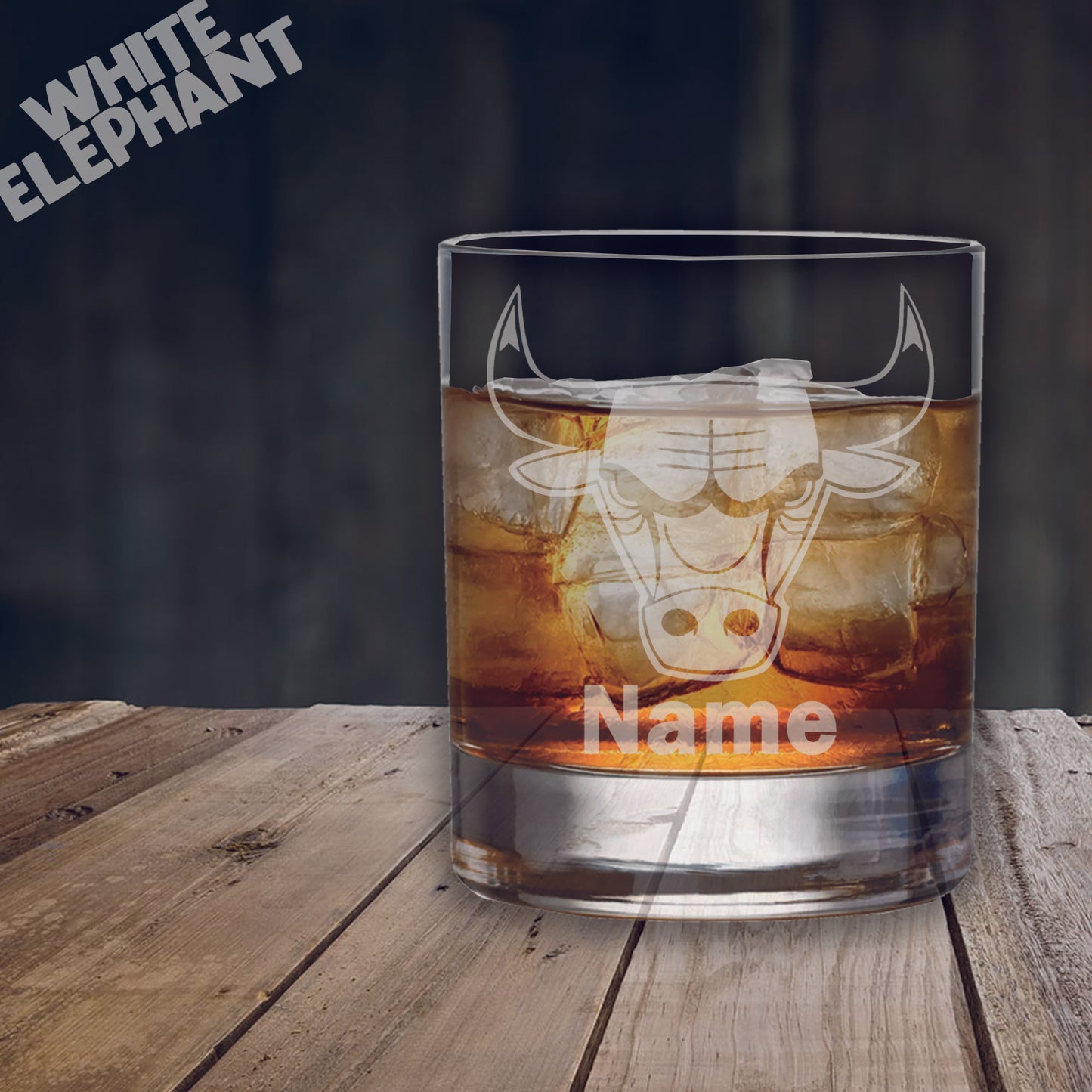 Personalised Bull Laser Etched Whiskey / High-Ball / Pint / Tankard Glass