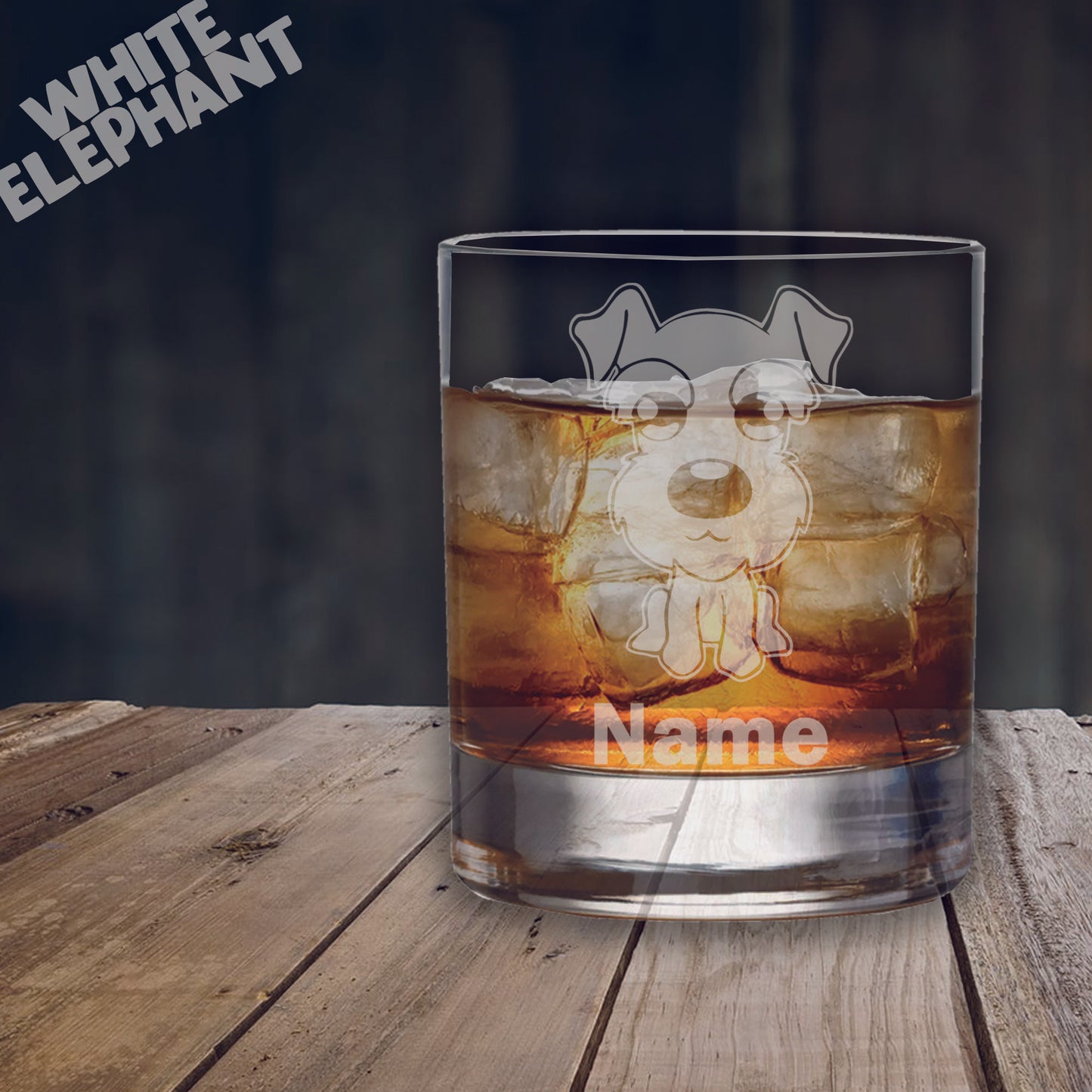 Personalised Dog Miniature Schnauzer Laser Etched Whiskey / High-Ball / Pint / Tankard Glass