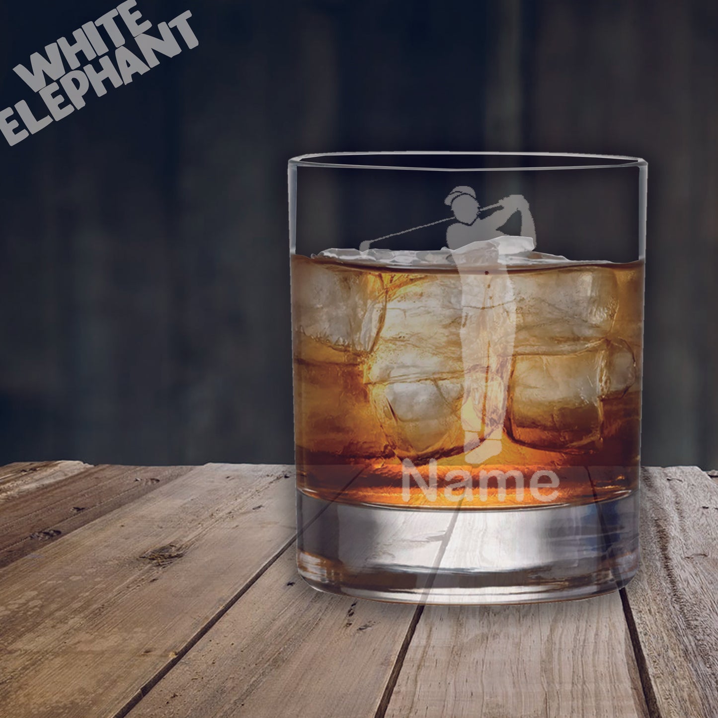 Personalised Male Golfer Laser Etched Whiskey / High-Ball / Pint / Tankard Glass