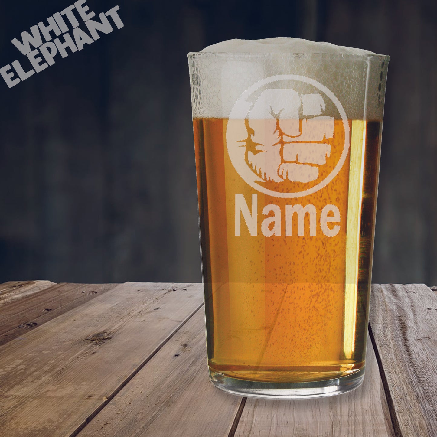 Personalised Hulk Inspired Laser Etched Whiskey / High-Ball / Pint / Tankard Glass