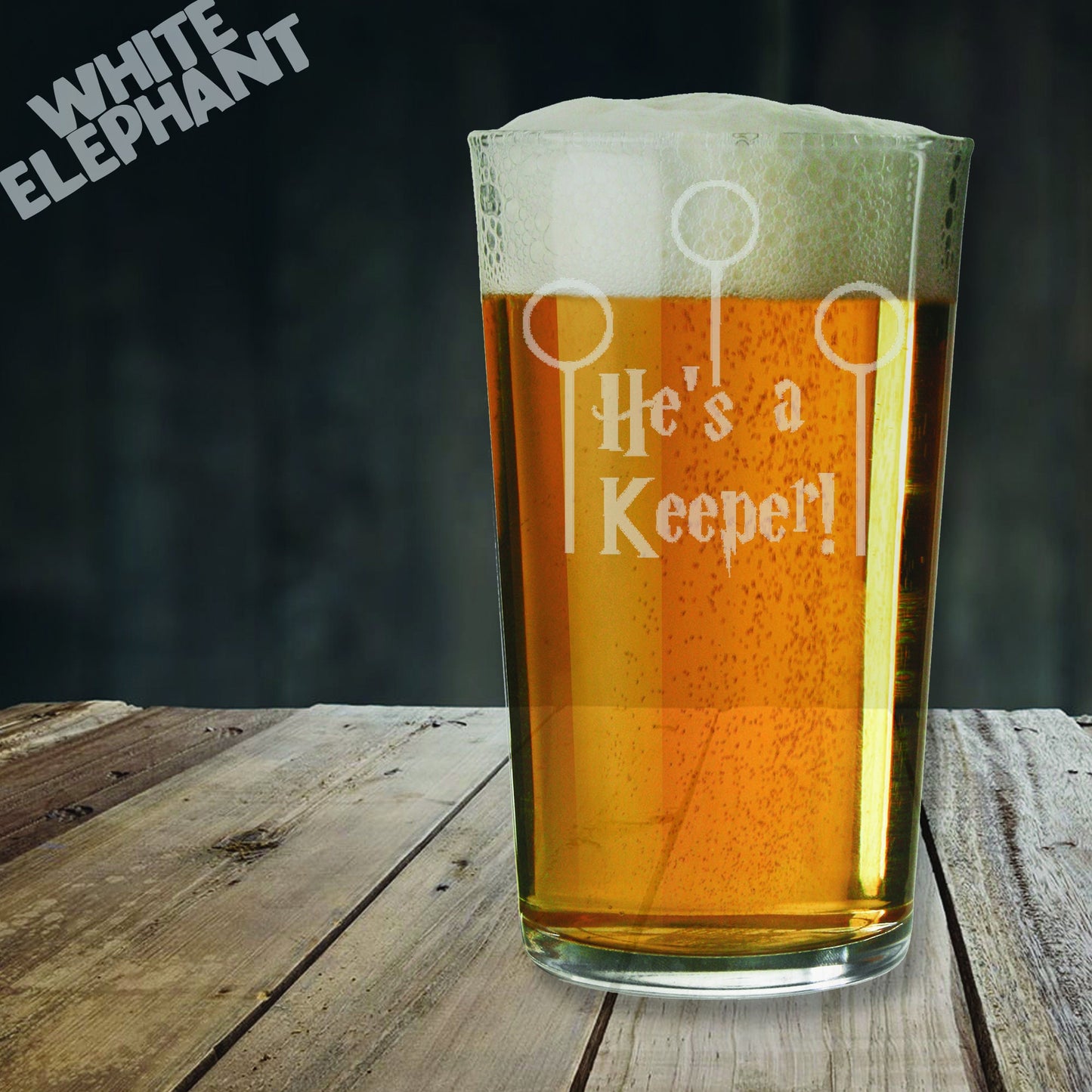 Harry Potter He's a Keeper Inspired Laser Etched Whiskey / High-Ball / Pint / Tankard Glass