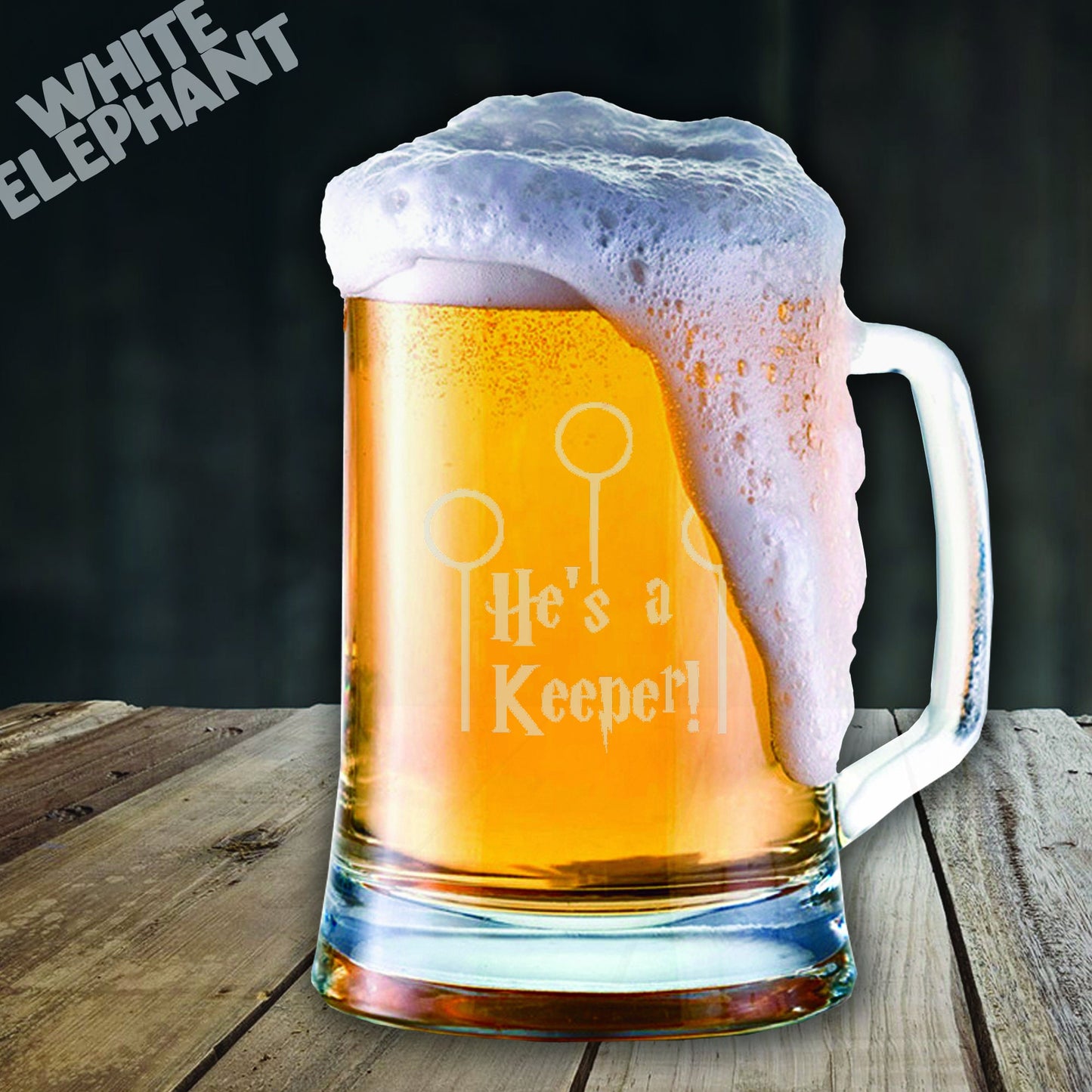 Harry Potter He's a Keeper Inspired Laser Etched Whiskey / High-Ball / Pint / Tankard Glass