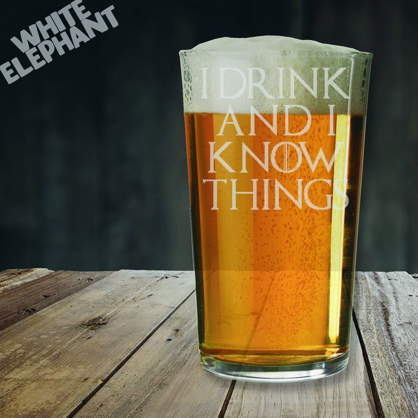 I Drink & I Know Things Inspired Laser Etched Whiskey / High-Ball / Pint / Tankard Glass