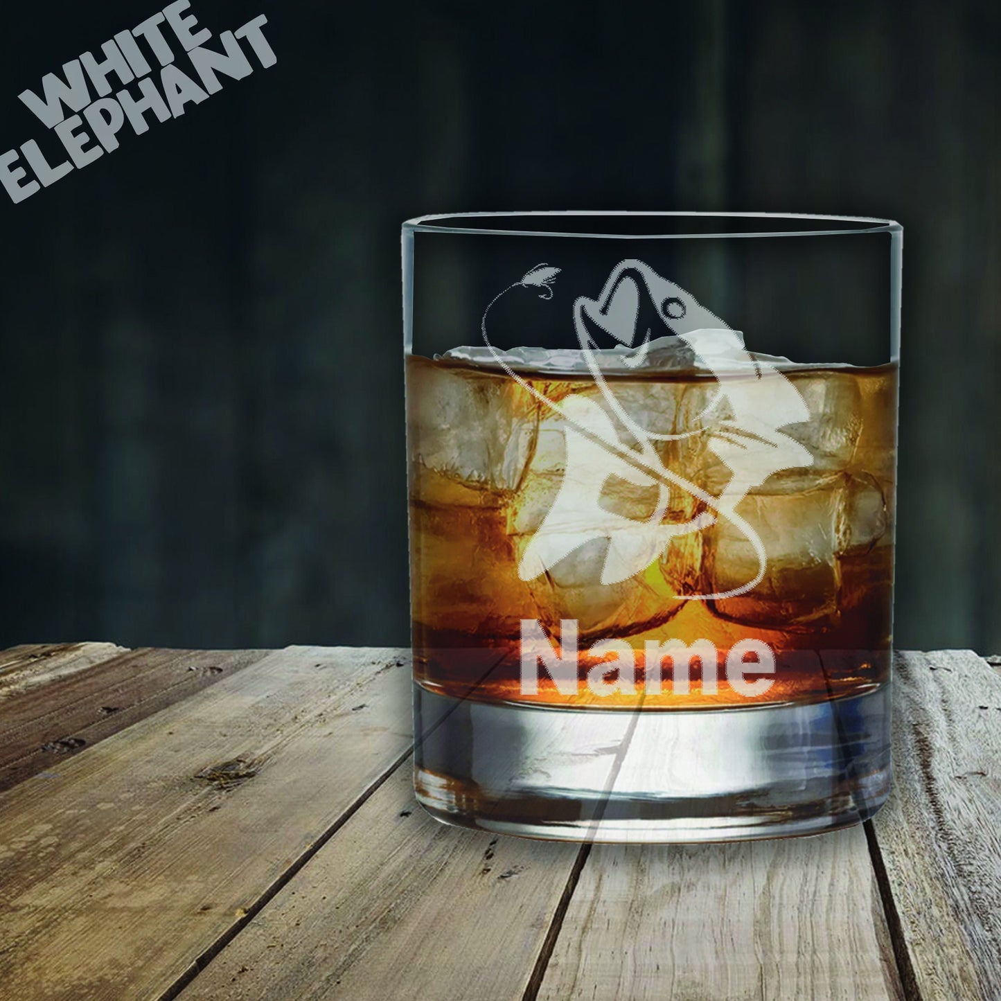 Personalised Fishing Laser Etched Whiskey / High-Ball / Pint / Tankard Glass