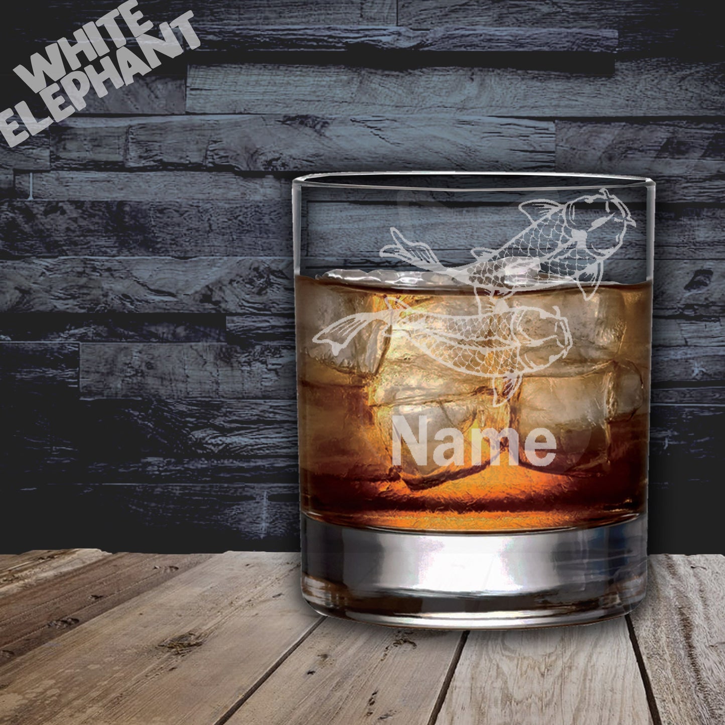 Personalised Koi Fish Laser Etched Whiskey / High-Ball / Pint / Tankard Glass